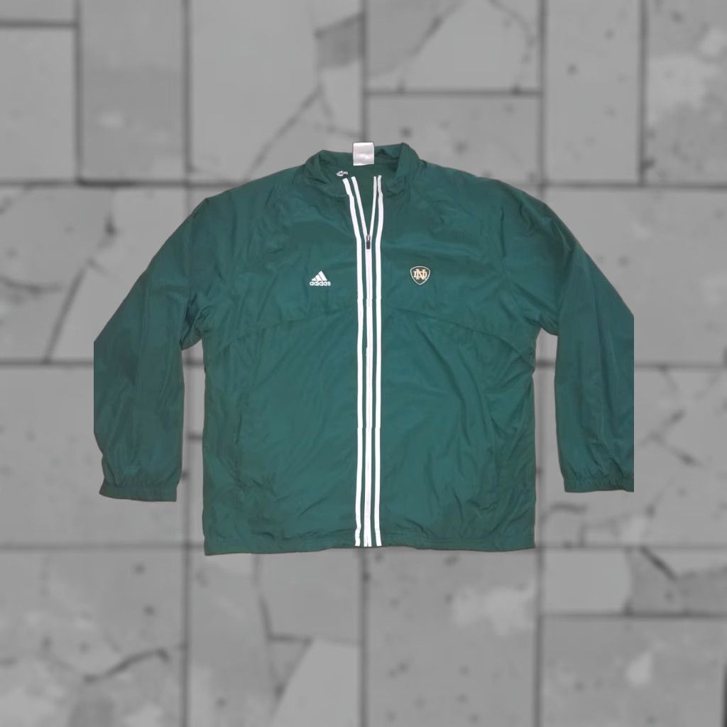 Vintage Addias Norte Dame Green/White Full Zip Jacket Mens XL Size US XL / EU 56 / 4 - 1 Thumbnail
