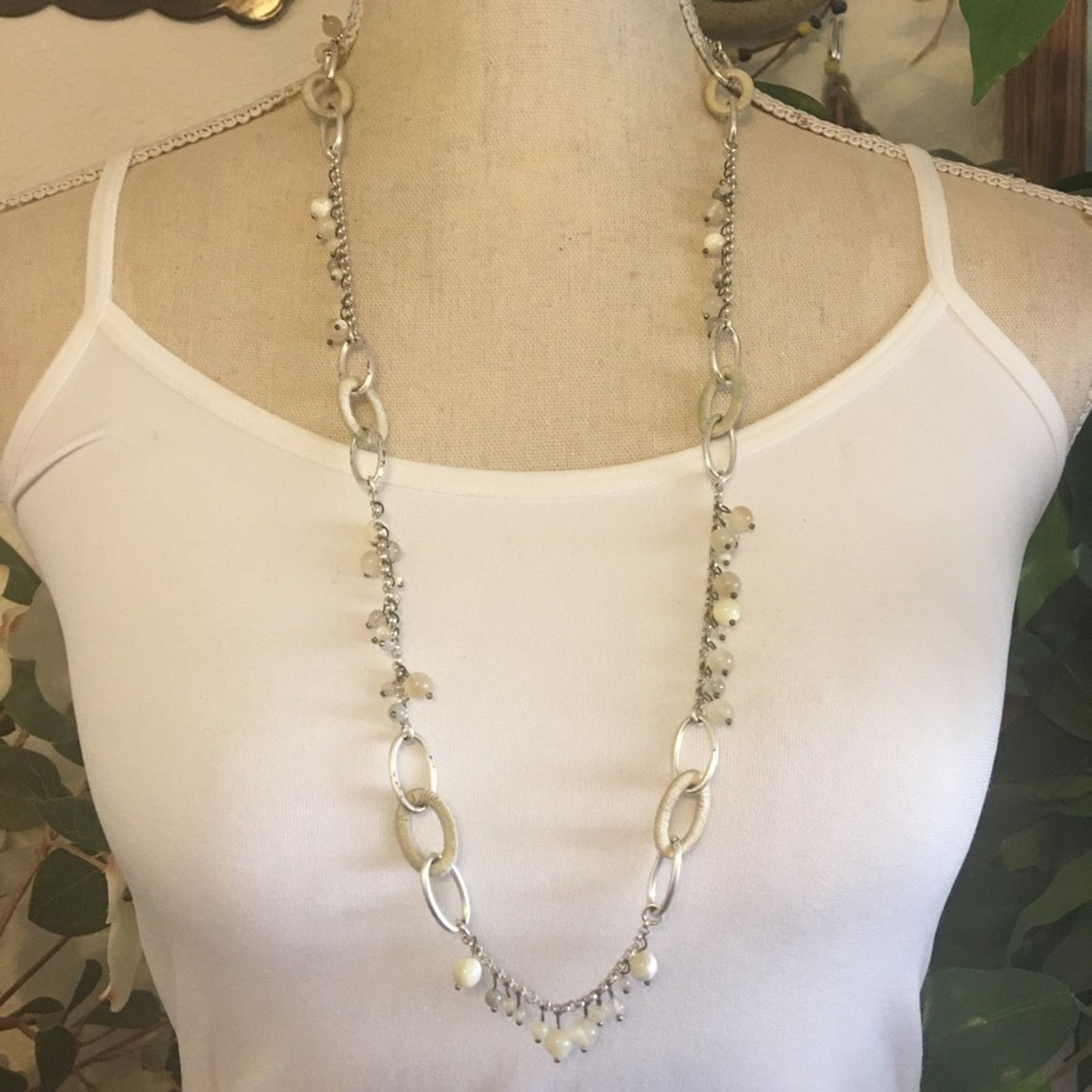 Jewelry Beaded silver tone link long length necklace Size ONE SIZE - 1 Thumbnail