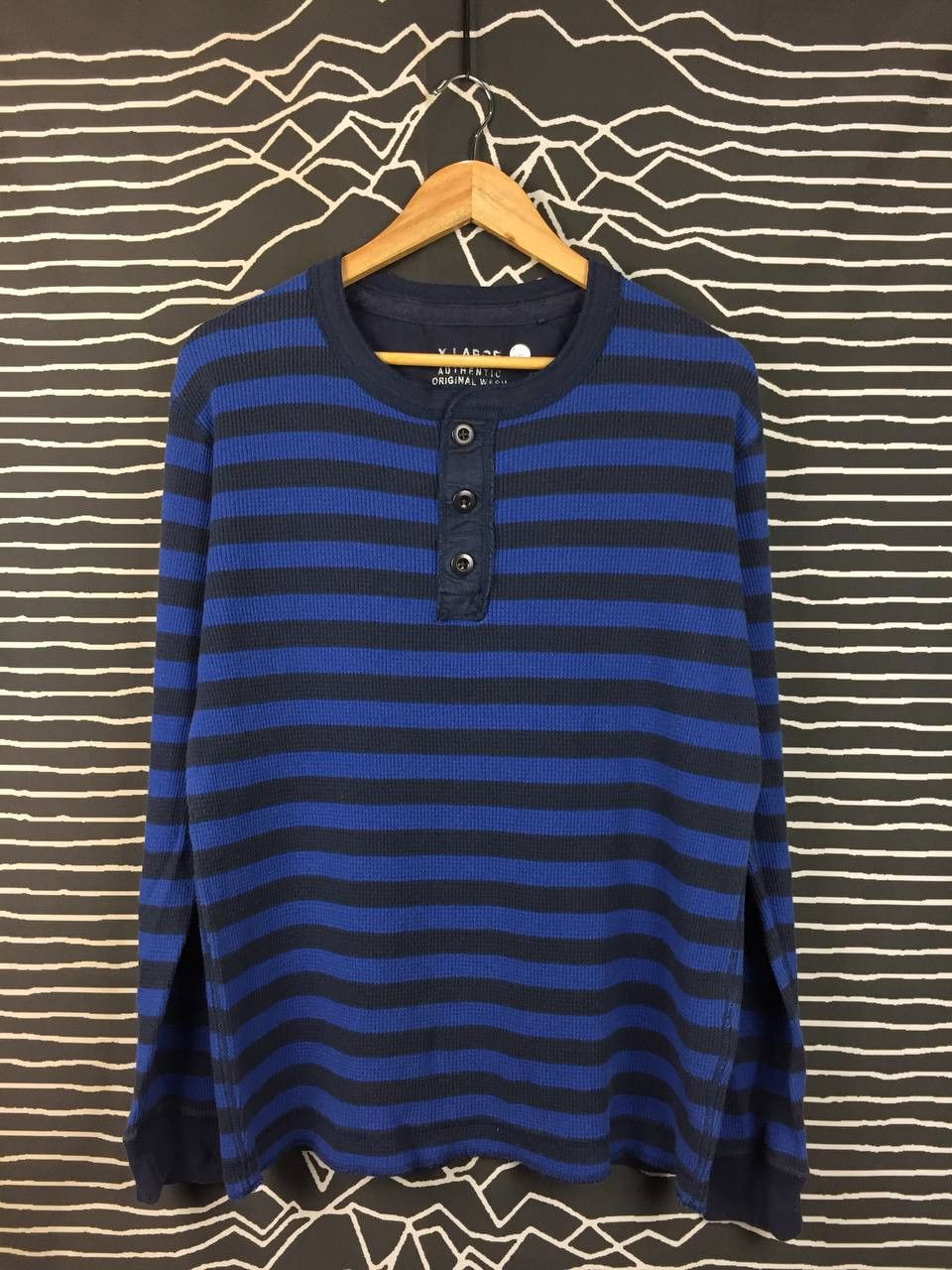 Uniqlo Uniqlo Authentic Wash Striped Waffle Knit Henley Tee Size US L / EU 52-54 / 3 - 1 Thumbnail