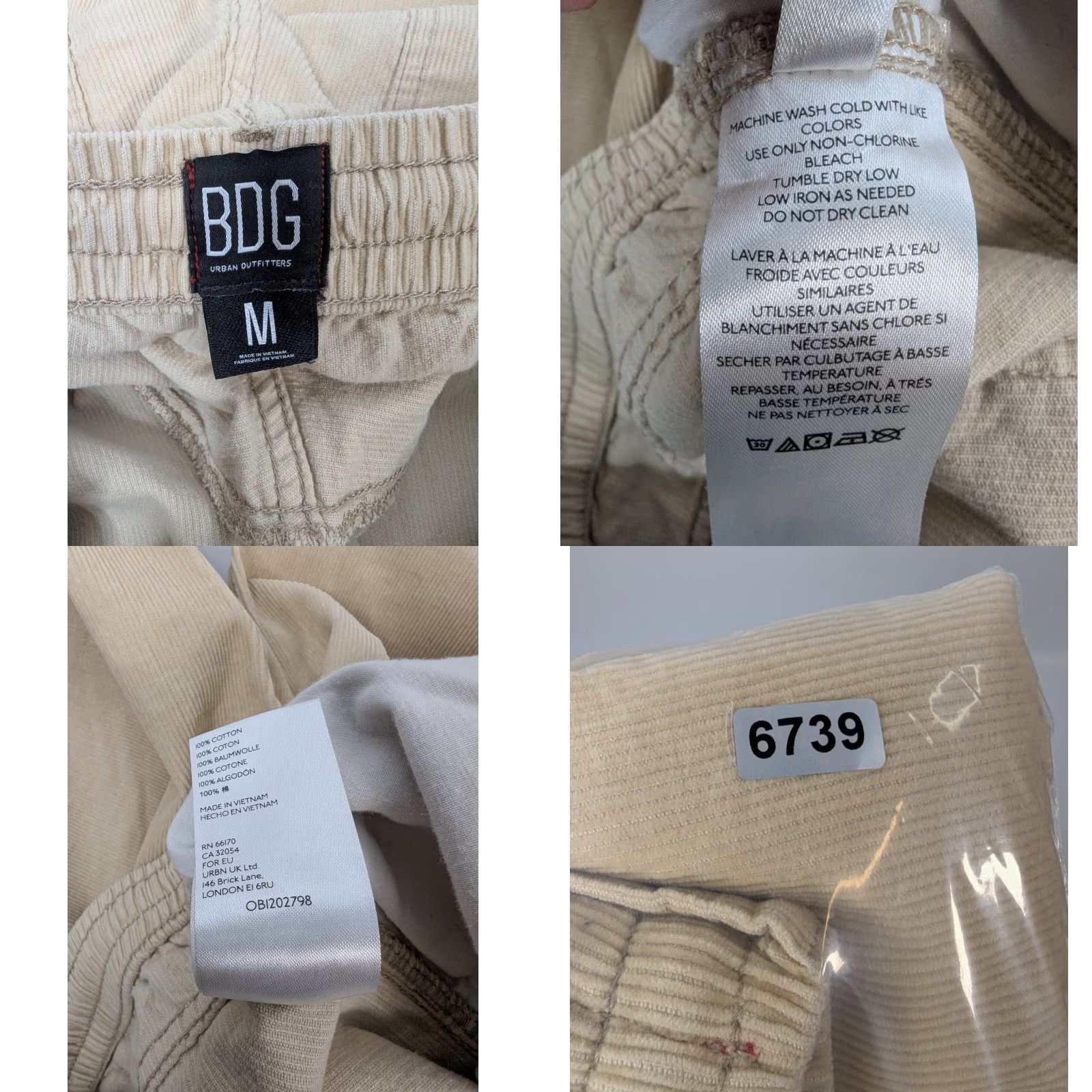 Bdg BDG Urban Outfitters Pants Mens Cargo Carpenter Corduroy Straight Beig e 90s Grunge City College Vintage? Size US 31 - 9 Thumbnail