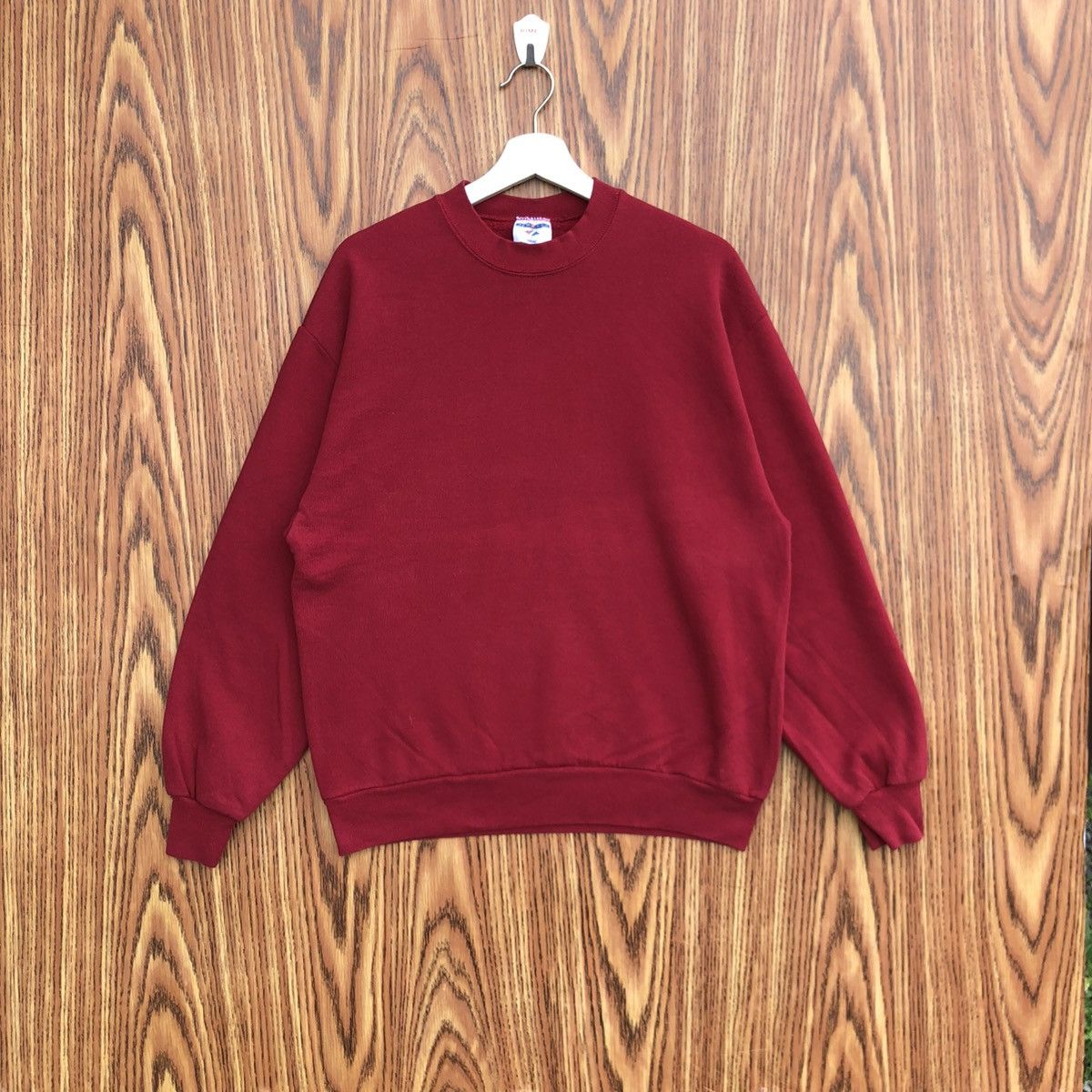 Vintage Vintage 90s Red Faded Plain Sweatshirt Pullover Crewneck Size US L / EU 52-54 / 3 - 1 Thumbnail