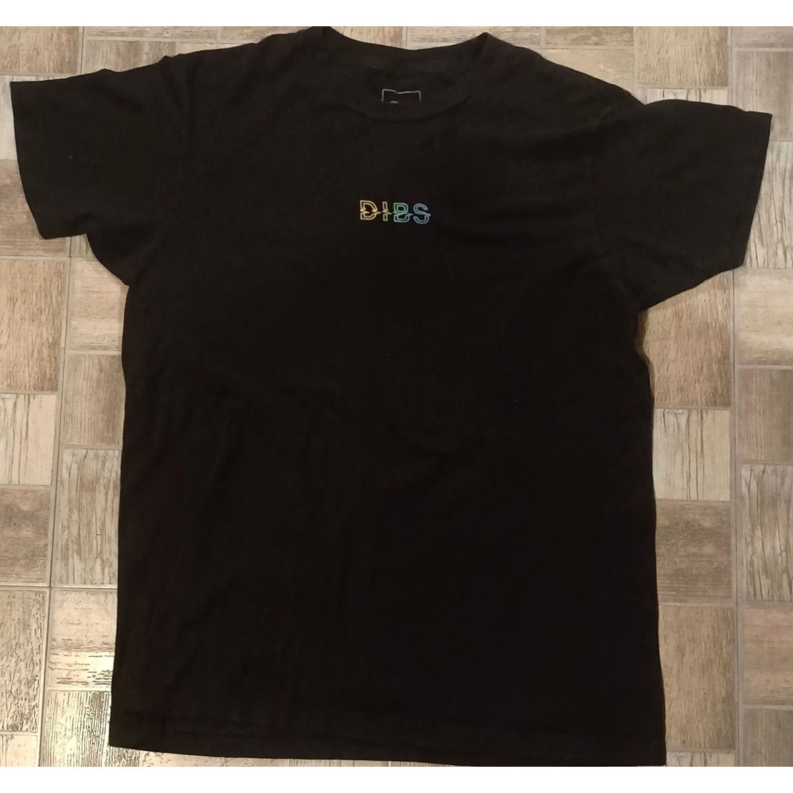 Vintage DIBS T-Shirt Logo Graphic Buckle Wave Form Rainbow Crew Neck Short Sleeve M Black Cotton Blend Regular Mens Shirt Size US M / EU 48-50 / 2 - 3 Thumbnail