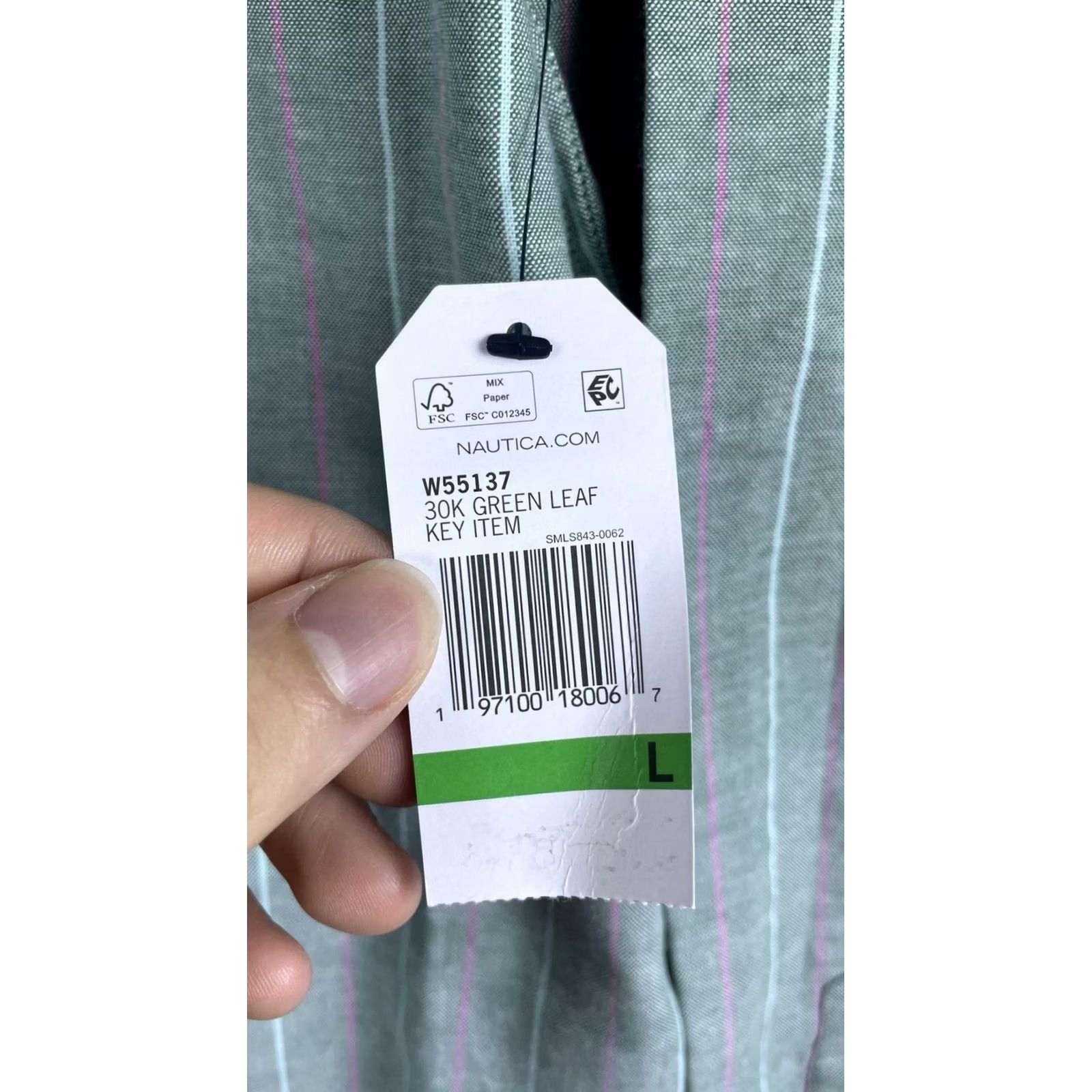 Nautica Nautica Shirt Mens Large Green Stripe Long Sleeve Button Front Stretch Casual Size US L / EU 52-54 / 3 - 4 Thumbnail
