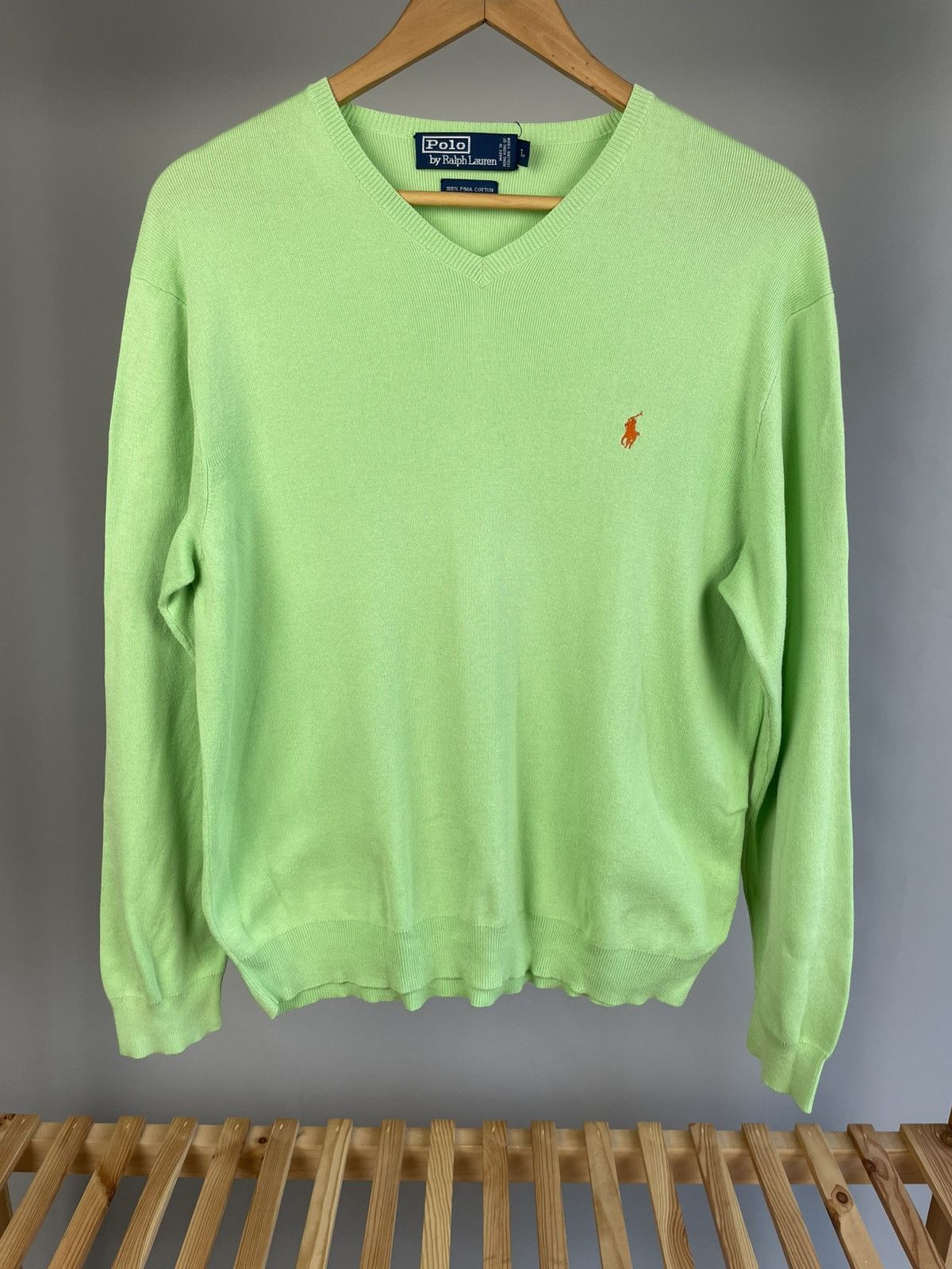Designer × Polo Ralph Lauren × Vintage Polo Ralph Lauren cotton v neck sweater Size US L / EU 52-54 / 3 - 1 Thumbnail