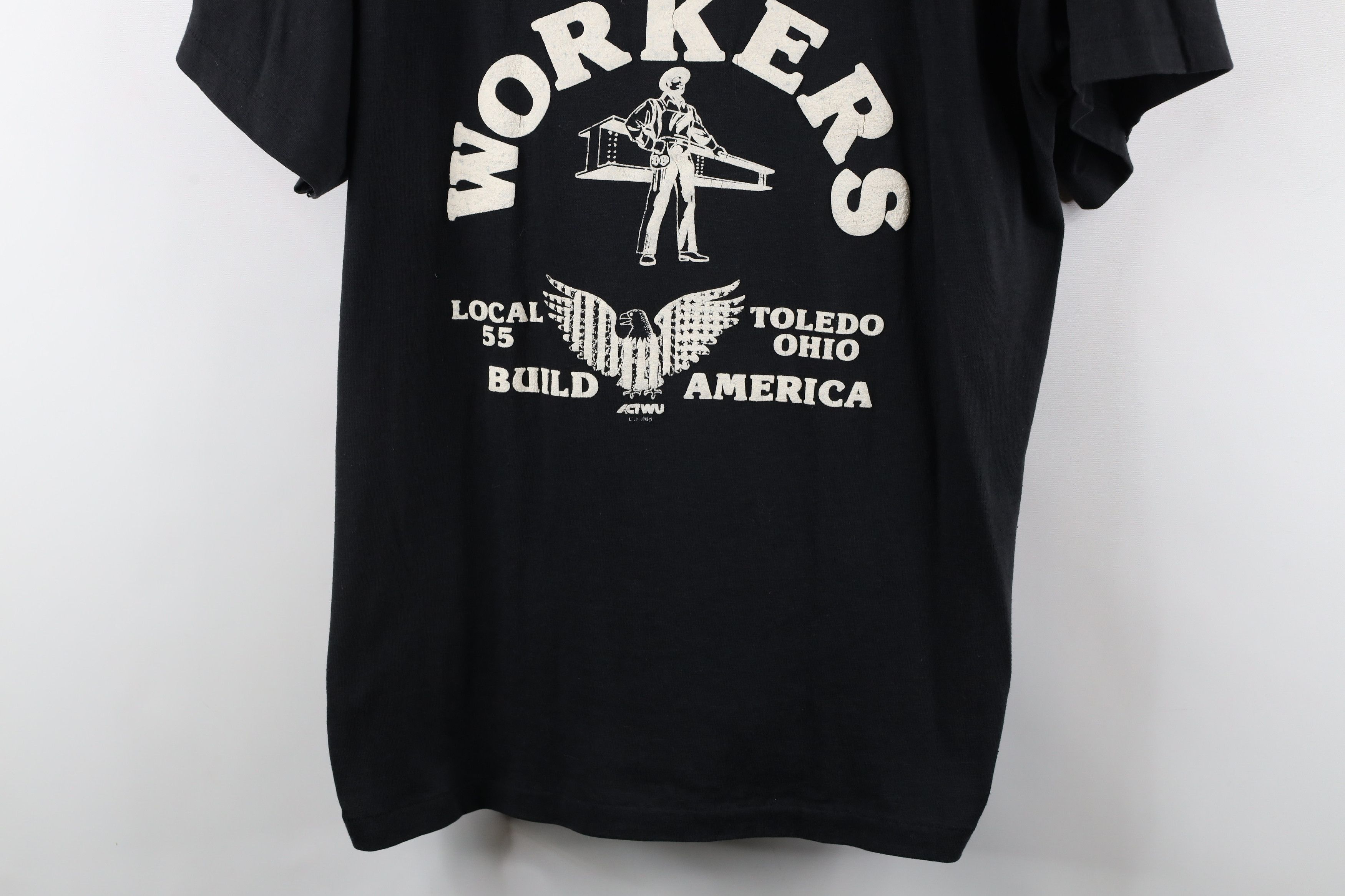 Vintage Vintage 80s Local 55 Iron Workers Union T-Shirt Black USA Size US XXL / EU 58 / 5 - 3 Thumbnail