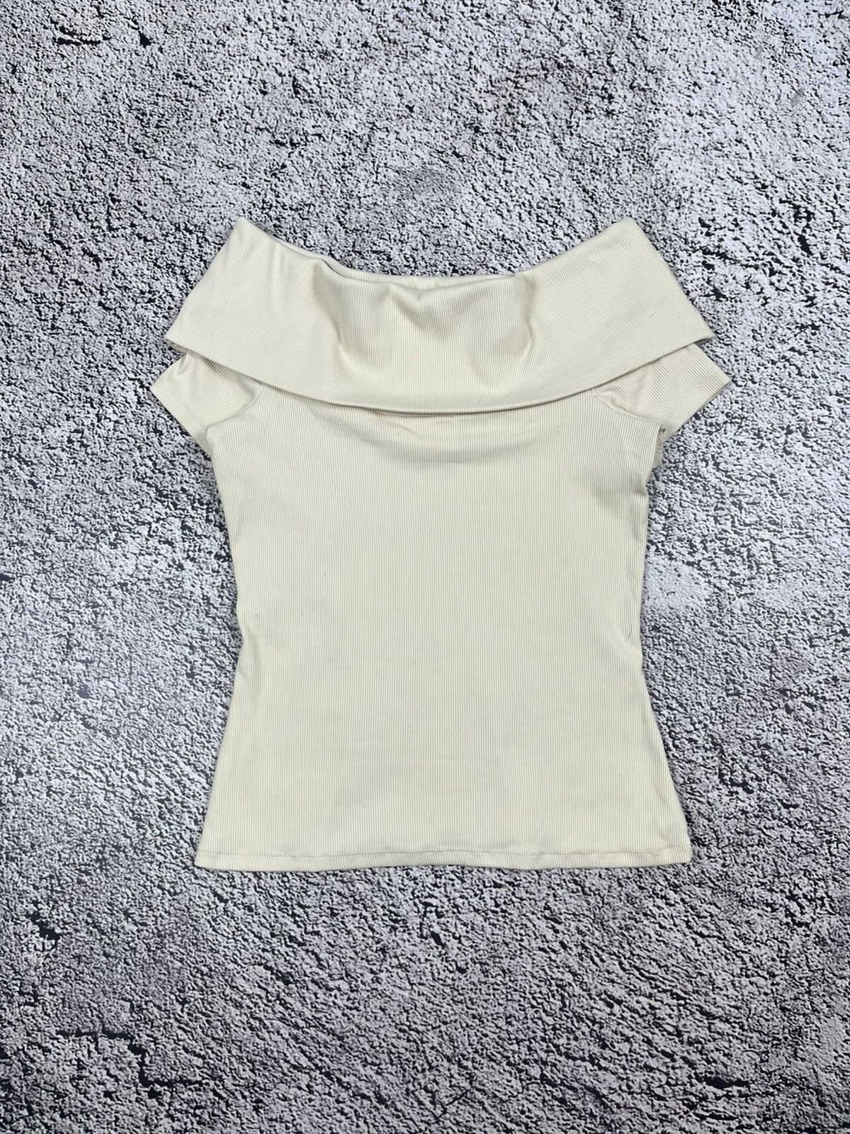 Sezane Sézane Jared Off-Shoulder Ribbed Cream Top Size M / US 6-8 / IT 42-44 - 8 Thumbnail