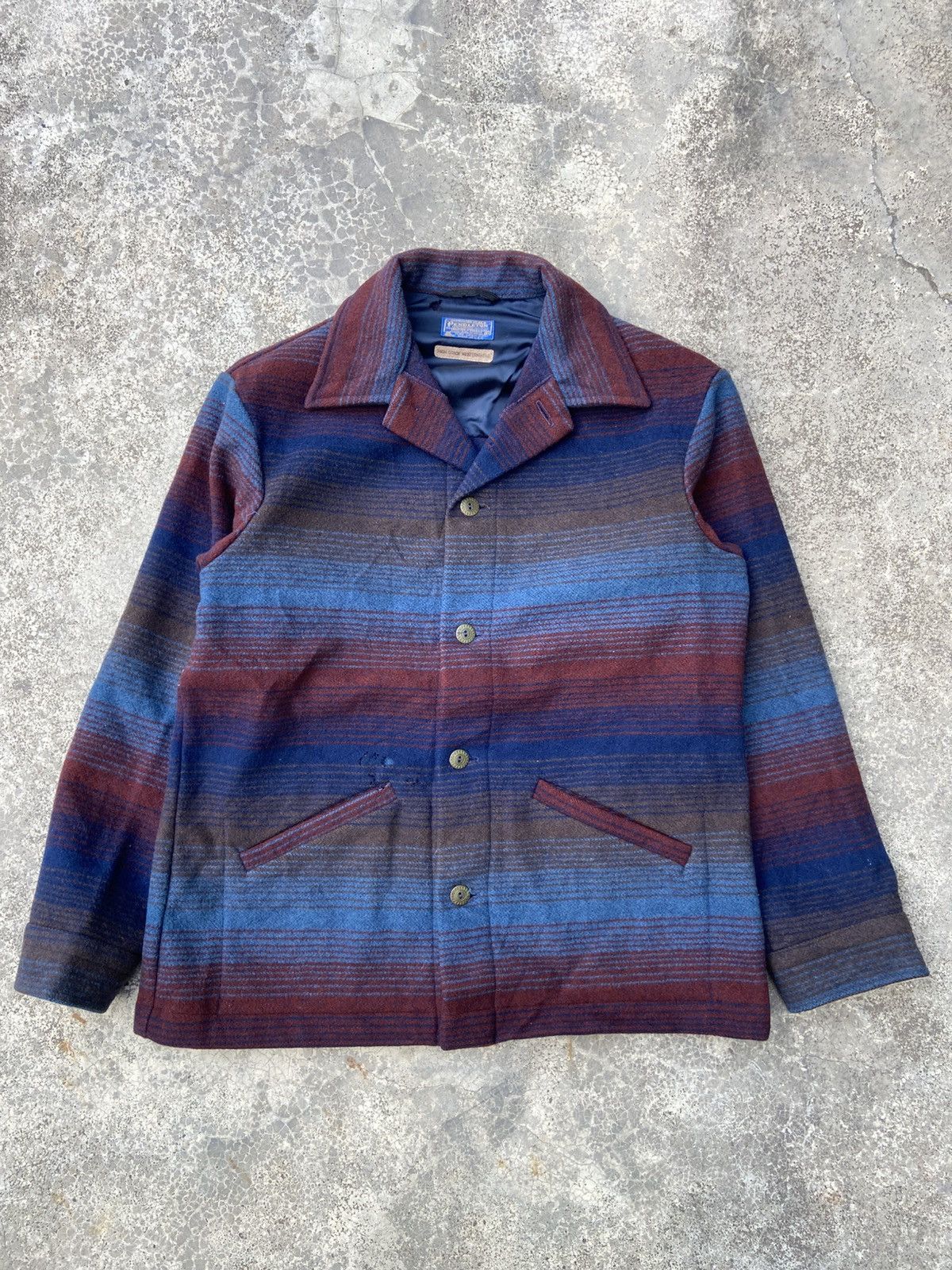 Pendleton Vintage 60’s Pendleton Virgin Wool Board Sunset Ombre Jacket Size US M / EU 48-50 / 2 - 1 Thumbnail