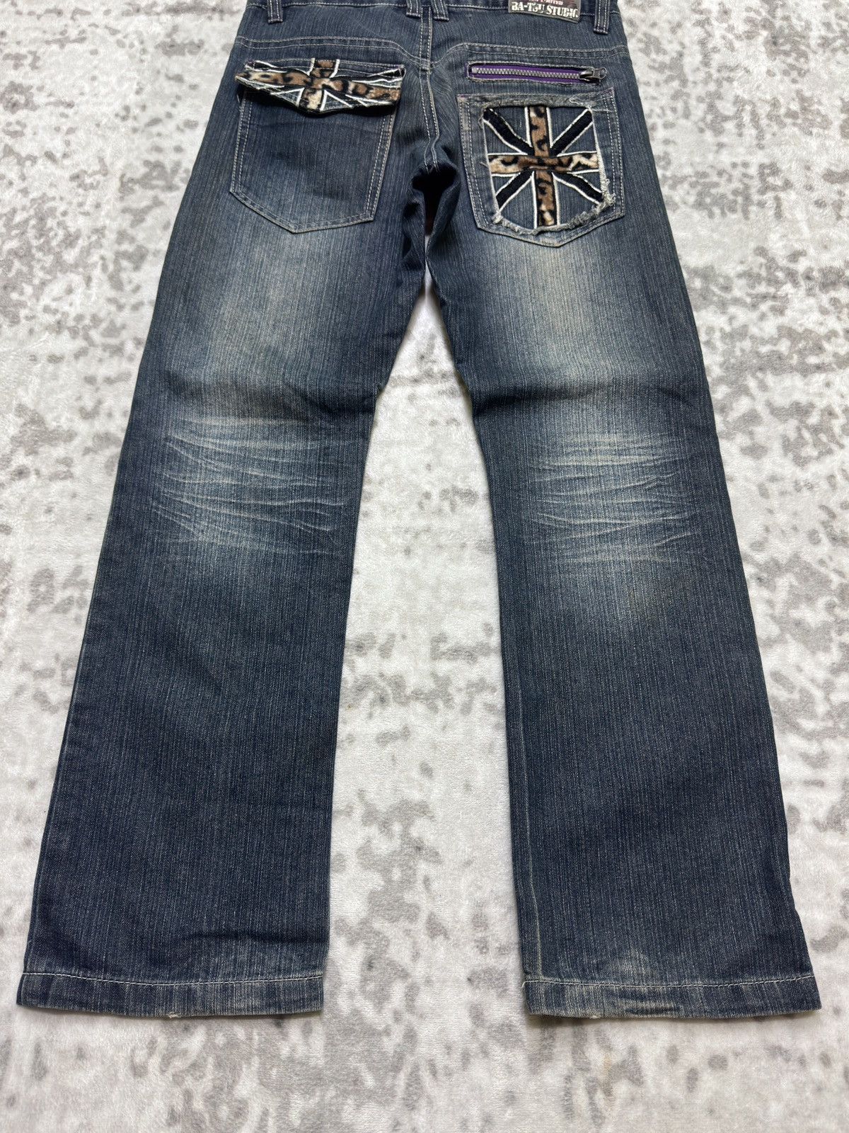 Hysteric Glamour Ba-tsu Studio Union Jack Pocket Distressed Straight Denim Size US 29 - 12 Thumbnail