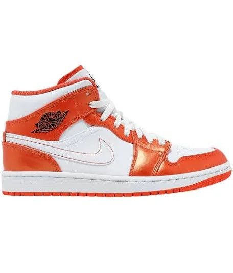 image of Air Jordan 1 Mid Top: Size Women 8 Or Men 6.5 Shoes in Orange