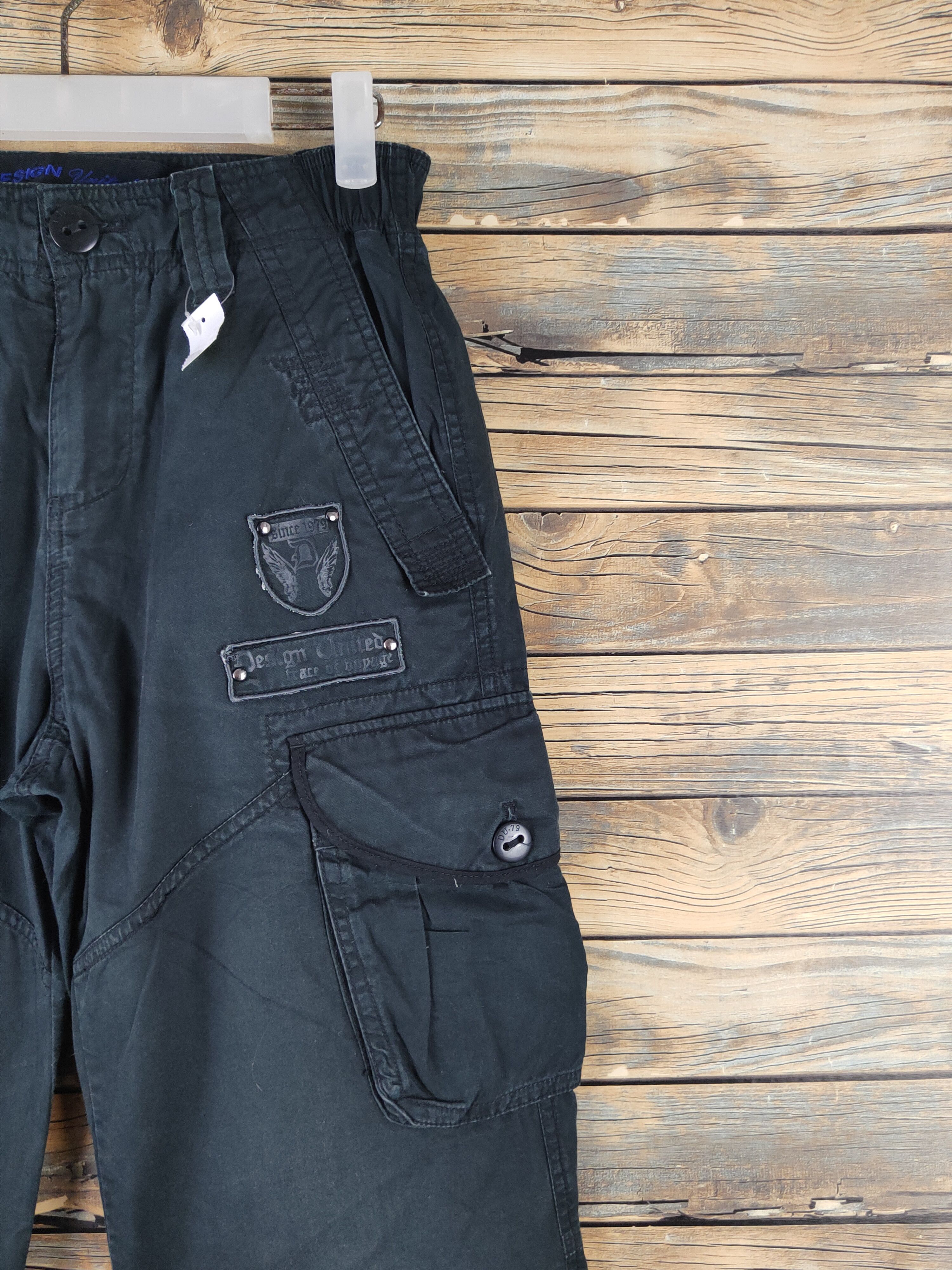 Japanese Brand DL Design United Black Multipocket Cargo Pants #1339 Size US 27 - 6 Thumbnail
