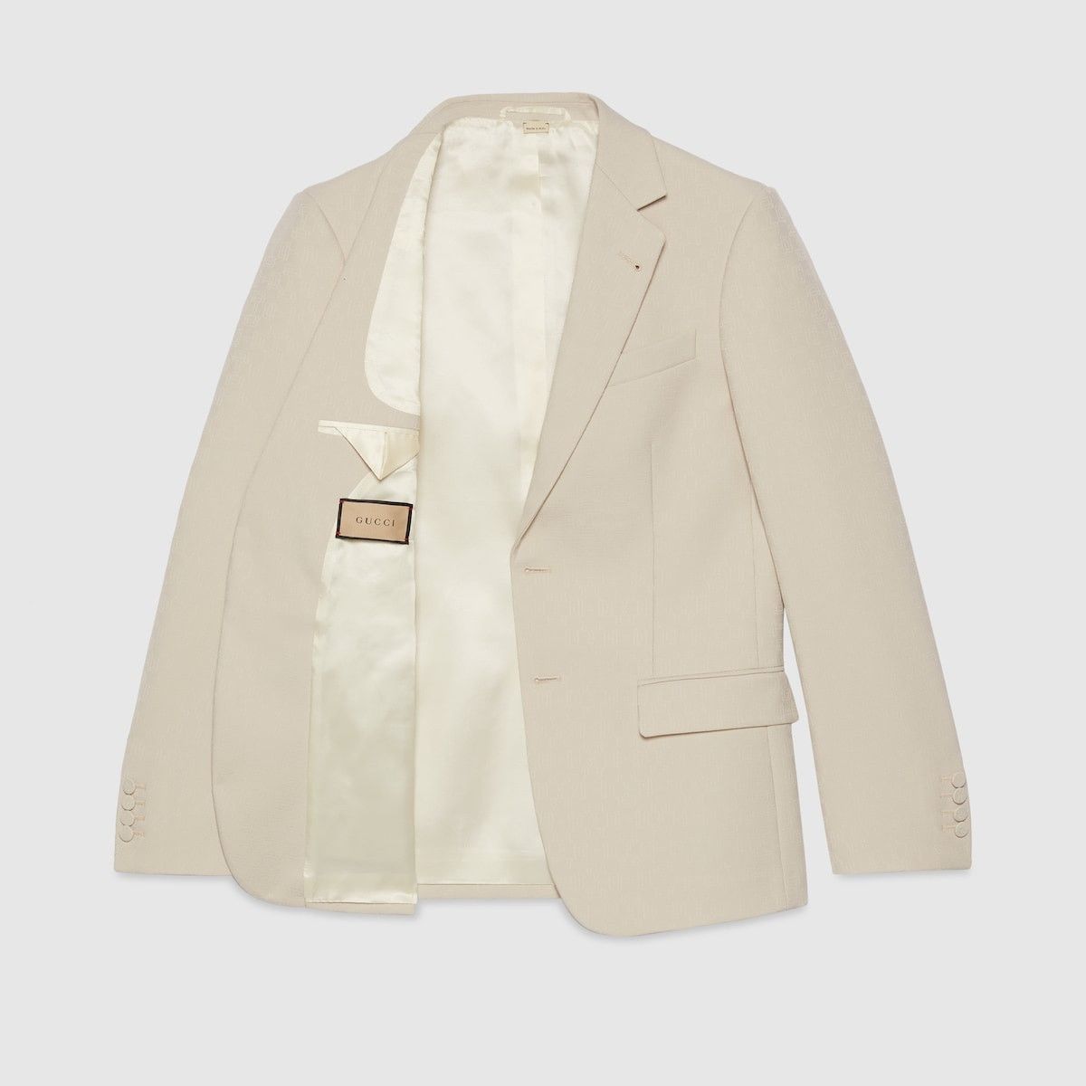 Gucci o1s1wg110125 Horsebit Fabric Jacquard Formal Jacket in Beige Size US S / EU 44-46 / 1 - 7 Thumbnail