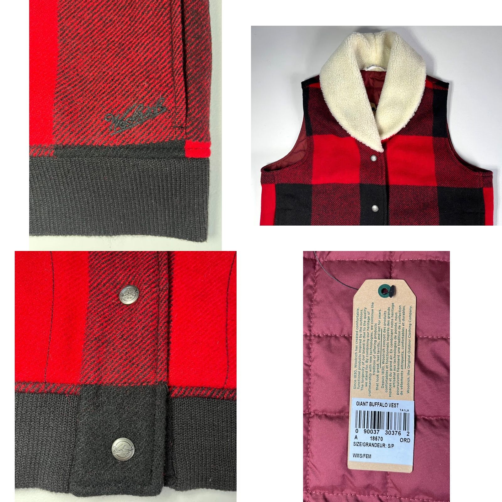 Vintage Woolrich Women's Vest Wool Blend NWT Giant Buffalo Size S Red Black Plaid Outdoor Pockets Vest Mens? Size S / US 4 / IT 40 - 8 Thumbnail