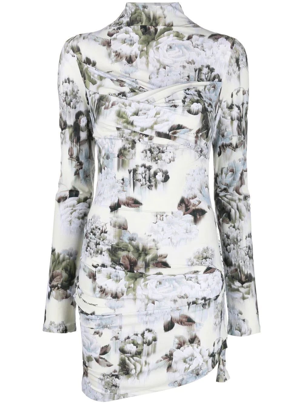 image of Off White Off-White Asymmetric Floral-Print Dress, Women's (Size Small)