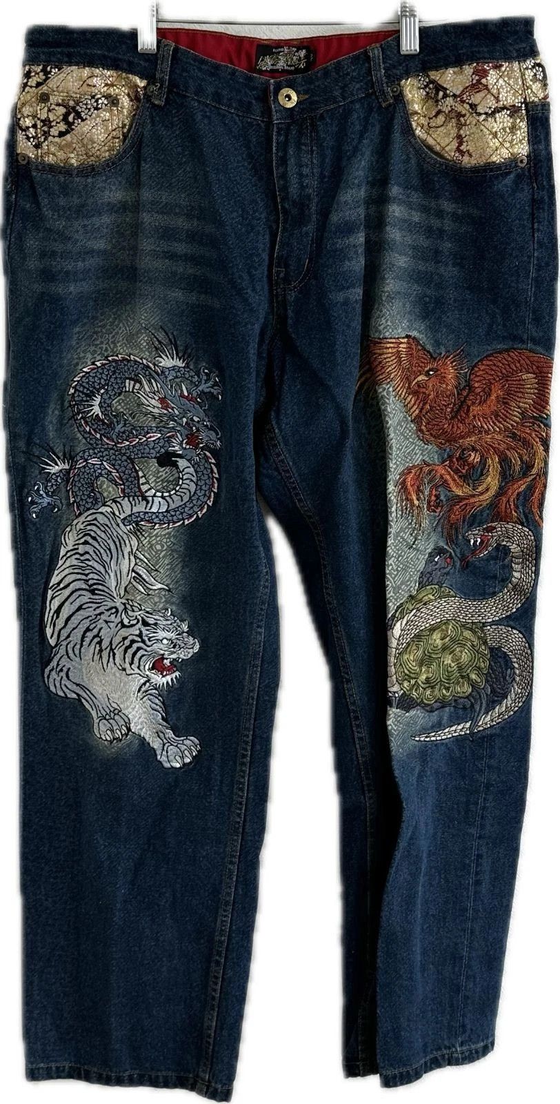 Other Bukkirabou Embroidered 4 Gods Denim Jeans Japanese Rare Size US 38 / EU 54 - 1 Thumbnail
