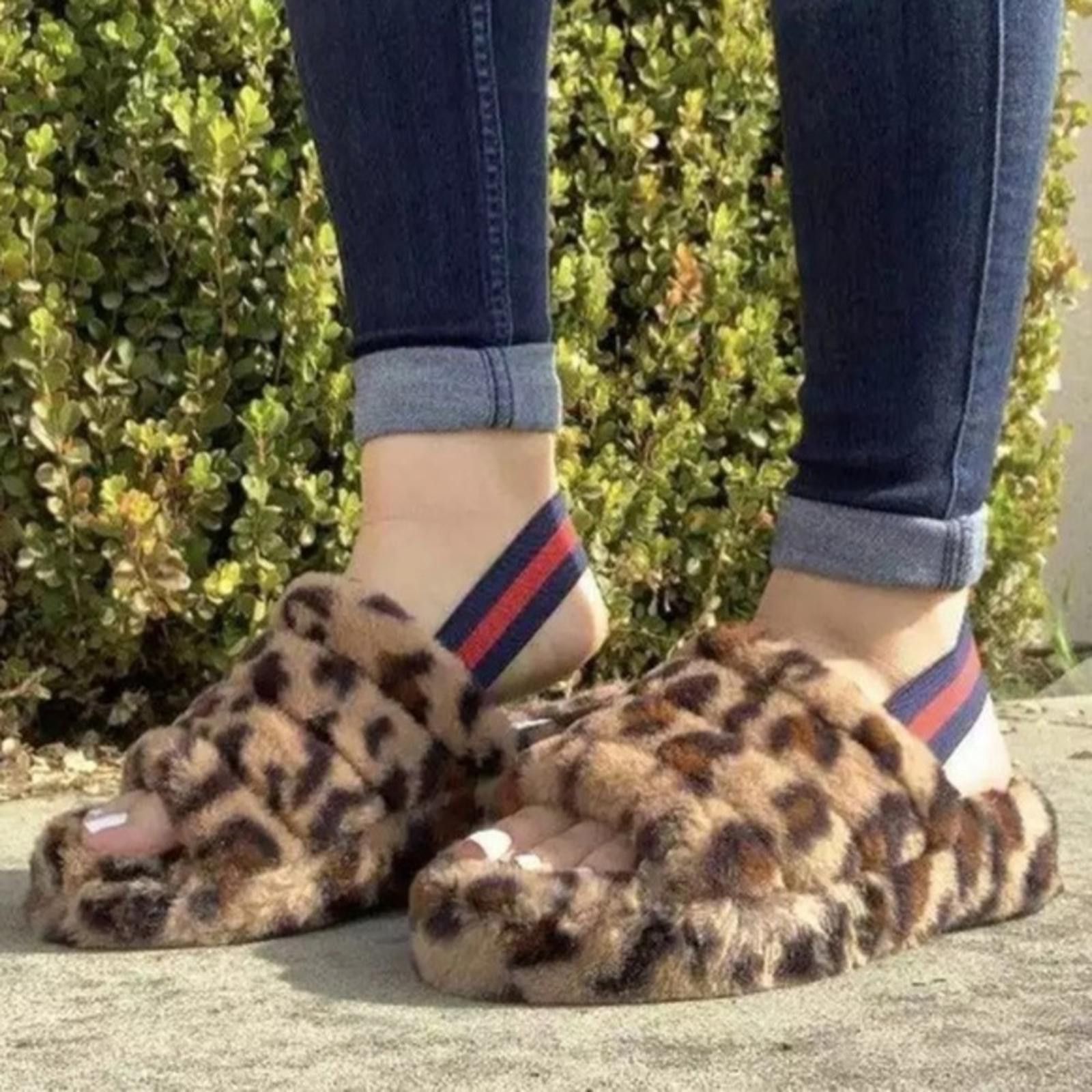 Designer Leopard Slipper​​​​​​​​s With Back Strap NWT Size US 9 / IT 39 - 1 Thumbnail