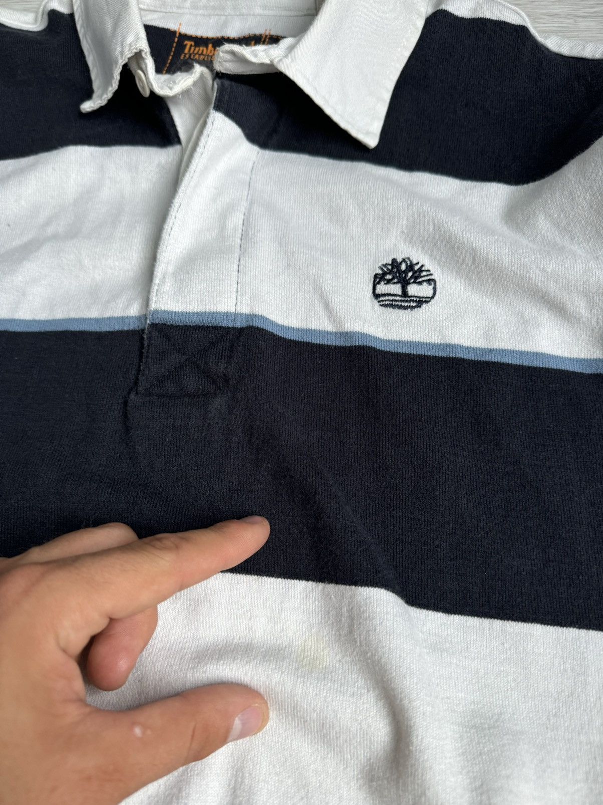 Timberland × Vintage Vintage Timberland Striped polo long sleeve Shirt Size US L / EU 52-54 / 3 - 3 Thumbnail
