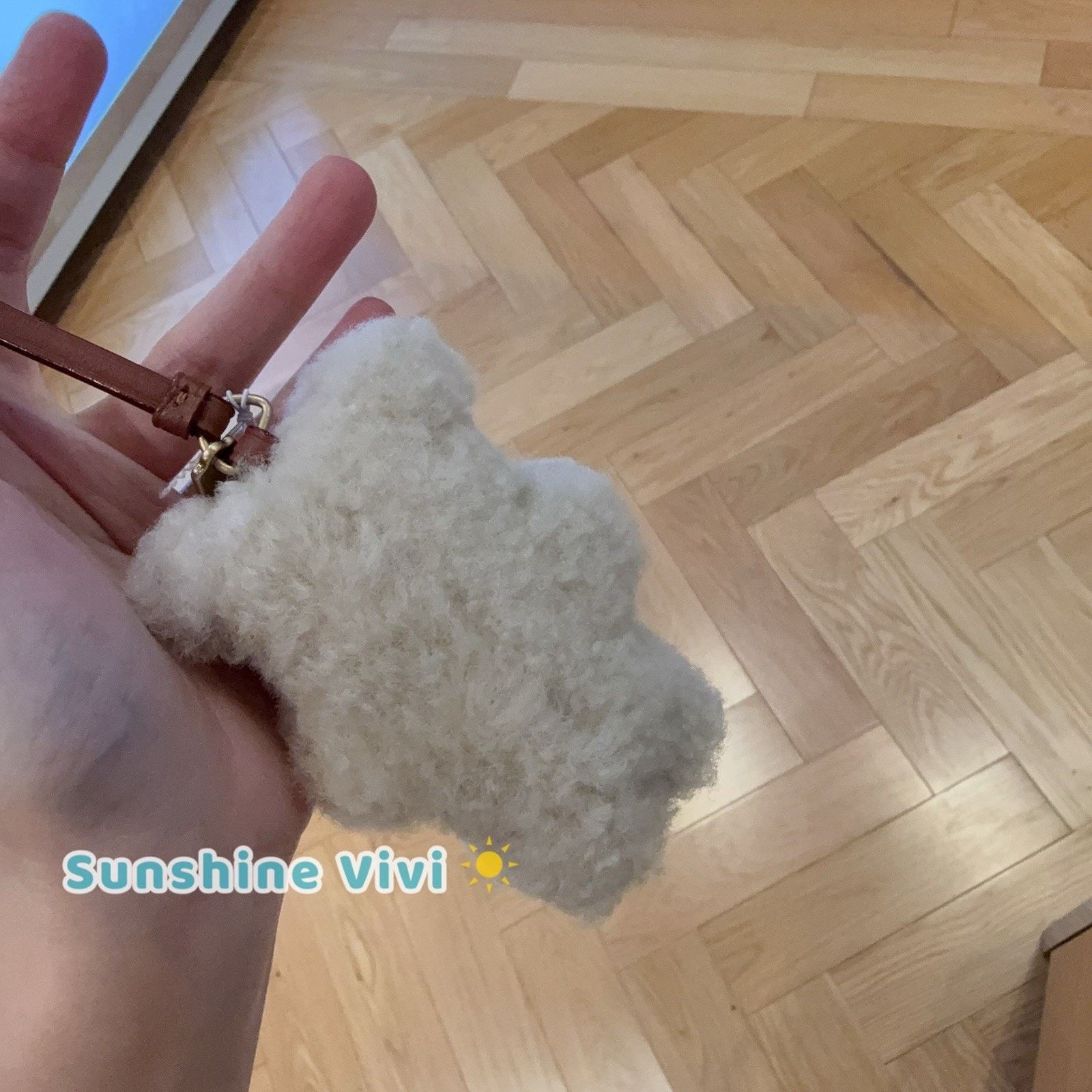 Coach NWT Coach Bear Puffy Bag Charm Shearling CDD52 Brass/Beige Size ONE SIZE - 2 Thumbnail