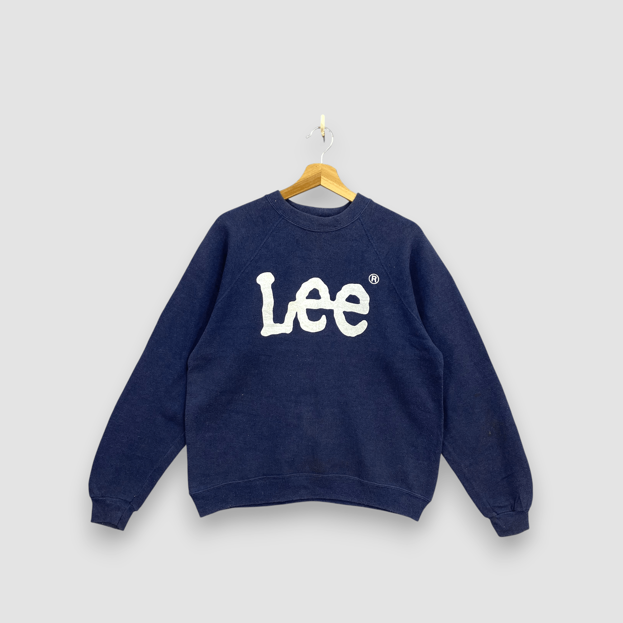 Lee Vintage 80s Lee Navy Blue Sweater Spell Out Logo Jumper Size US M / EU 48-50 / 2 - 1 Thumbnail