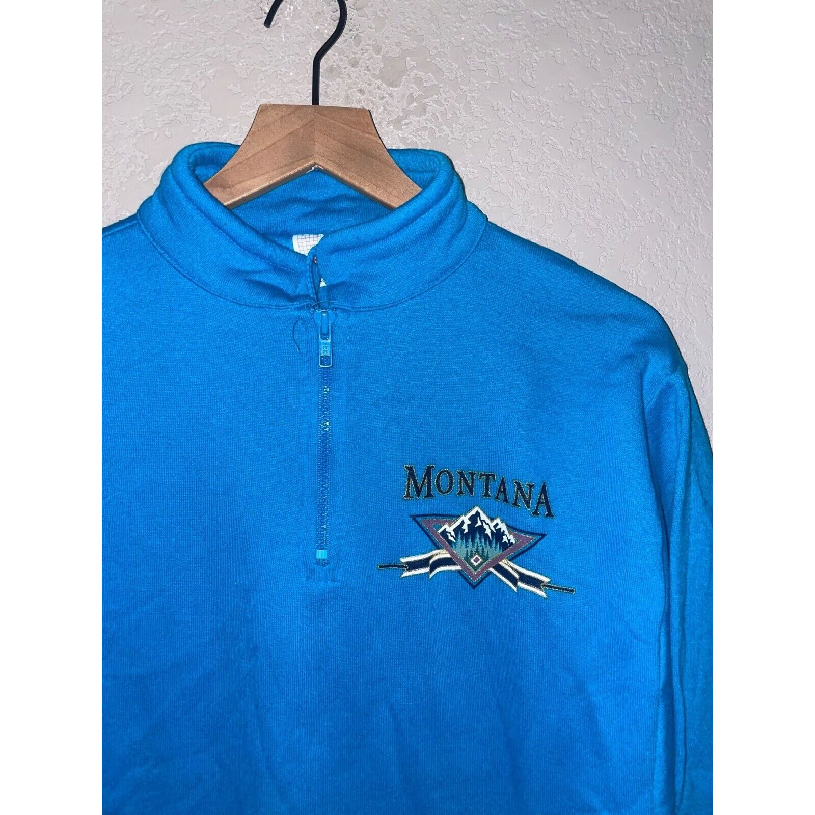 Jerzees Vintage Jerzees 1/4 Zip Sweatshirt Montana Blue Crewneck 90s Size US M / EU 48-50 / 2 - 2 Thumbnail