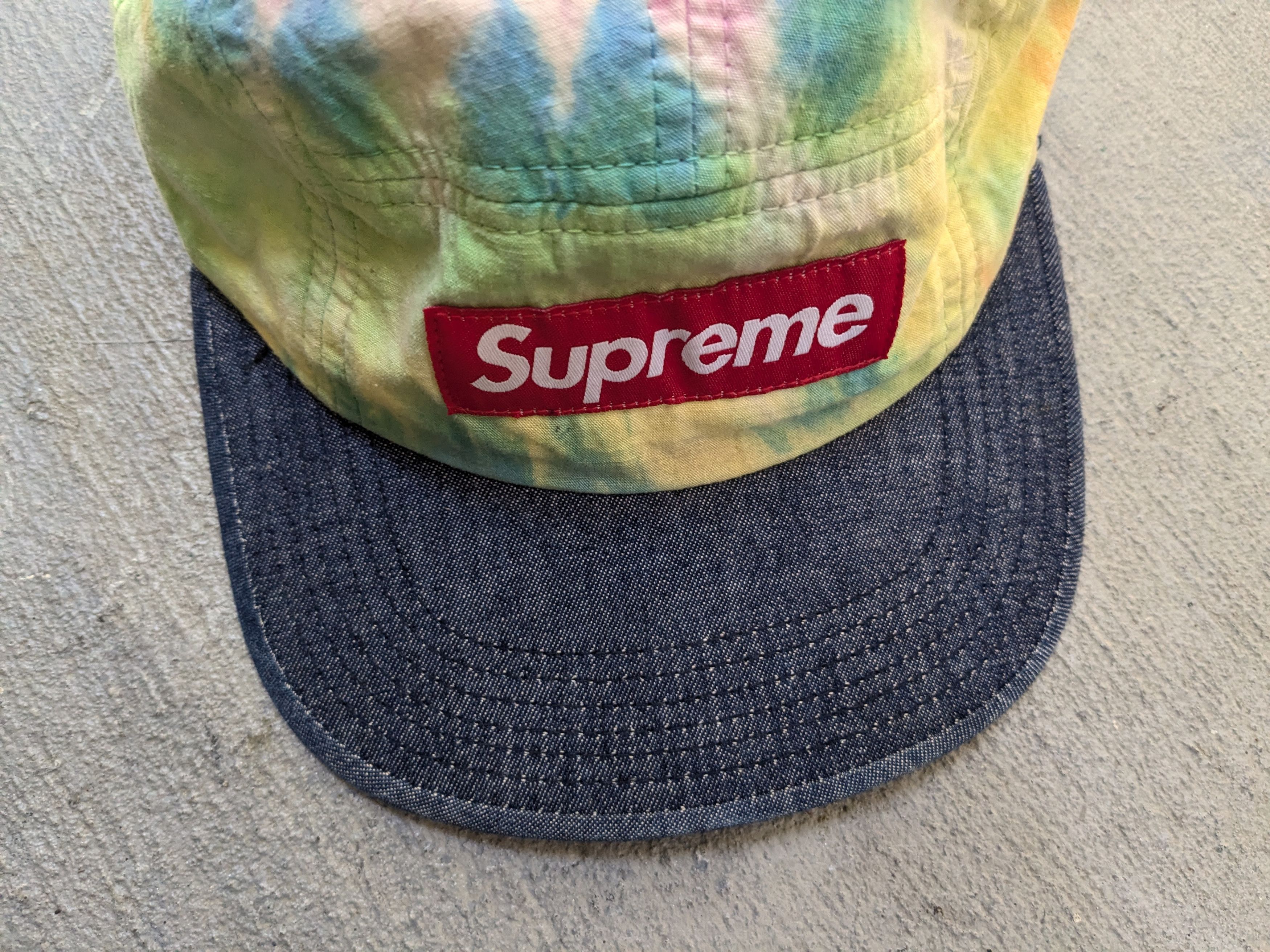 Supreme Supreme Tie Dye Camp Cap 5 Panel Rainbow Denim SS13 Size ONE SIZE - 5 Thumbnail