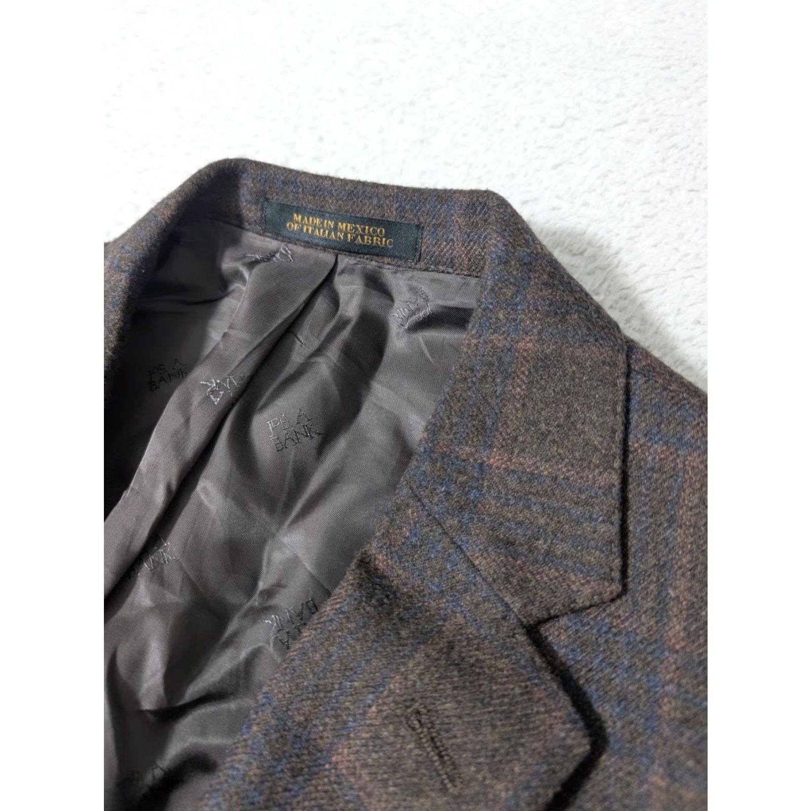 Jos. A. Bank Jos. A Bank Reserve Blazer Men 2 Piece Brown Plaid Cashmere Merino Wool 44R Mens Regular Jacket Blazer Vest Inner Pockets Vintage No Size 46R - 7 Thumbnail