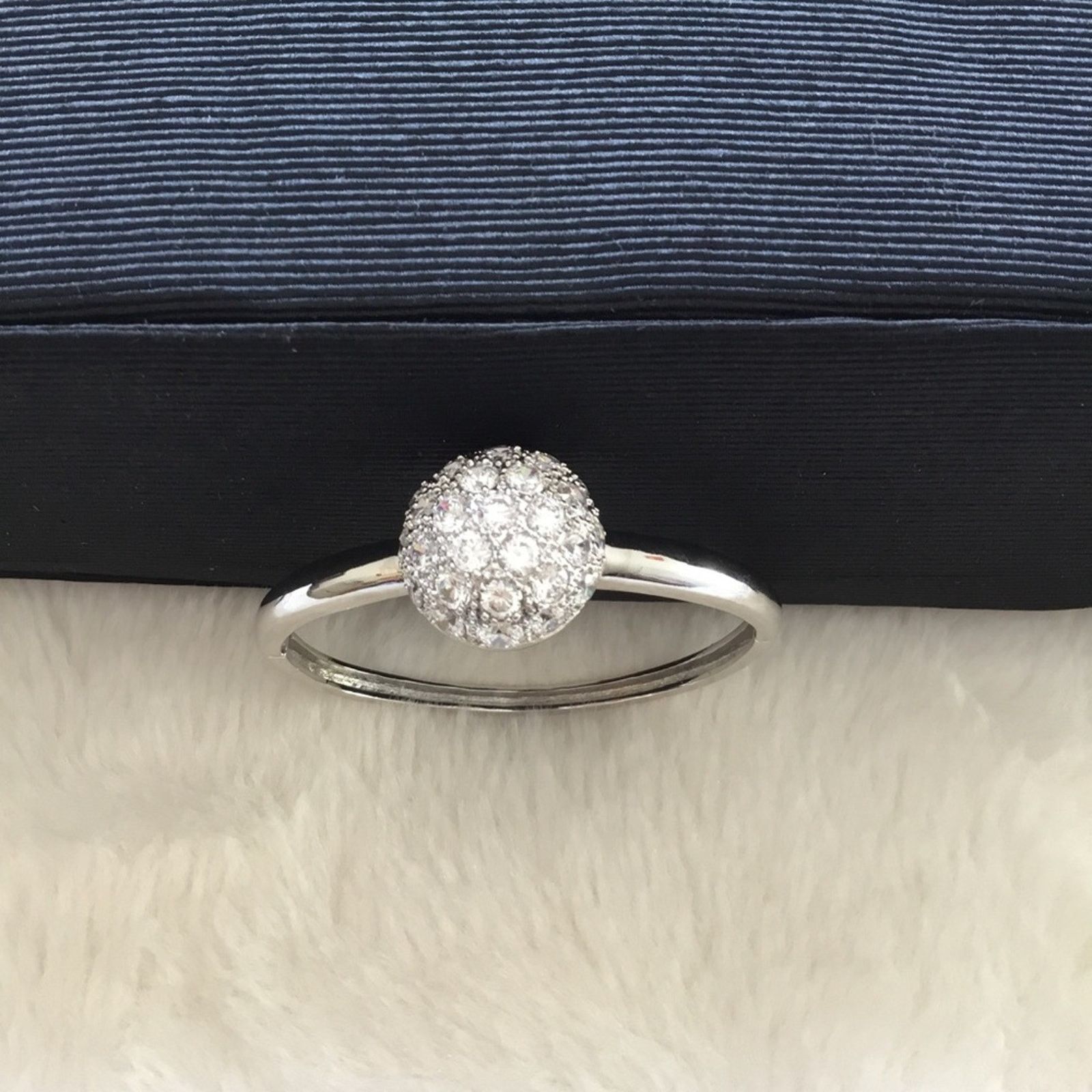 Other Silver Large Crystal Burst Bangle Size ONE SIZE - 1 Thumbnail