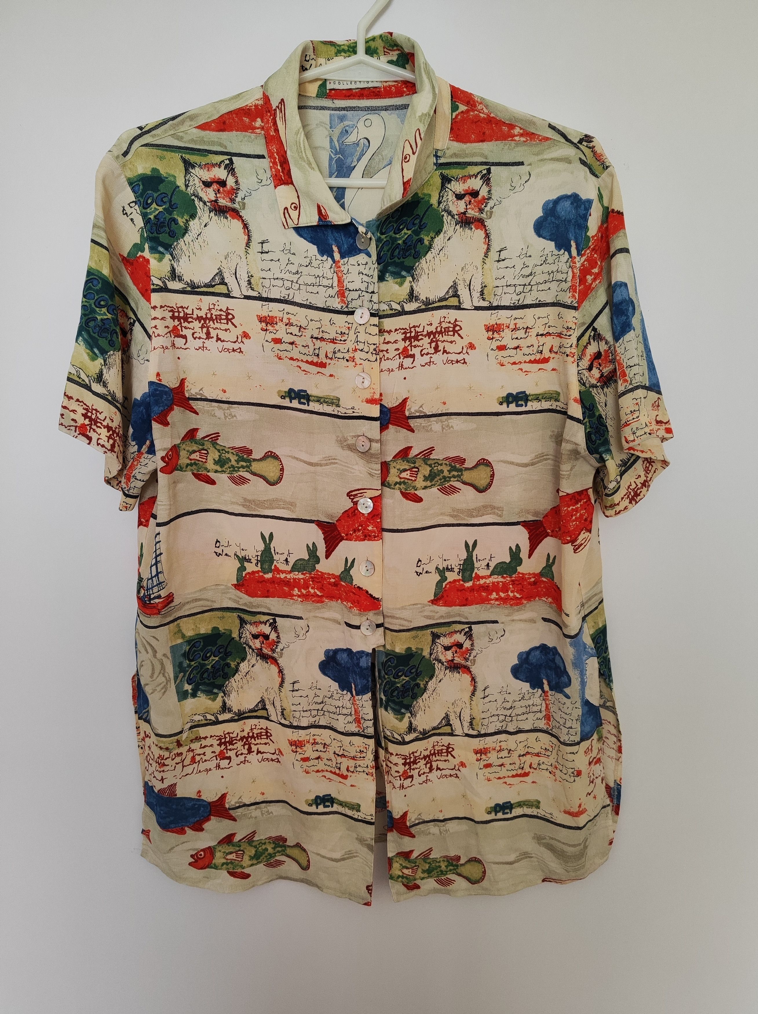 Vintage Taifun vintage Y2K shirt artistic print cats fish rare Size M / US 6-8 / IT 42-44 - 4 Thumbnail