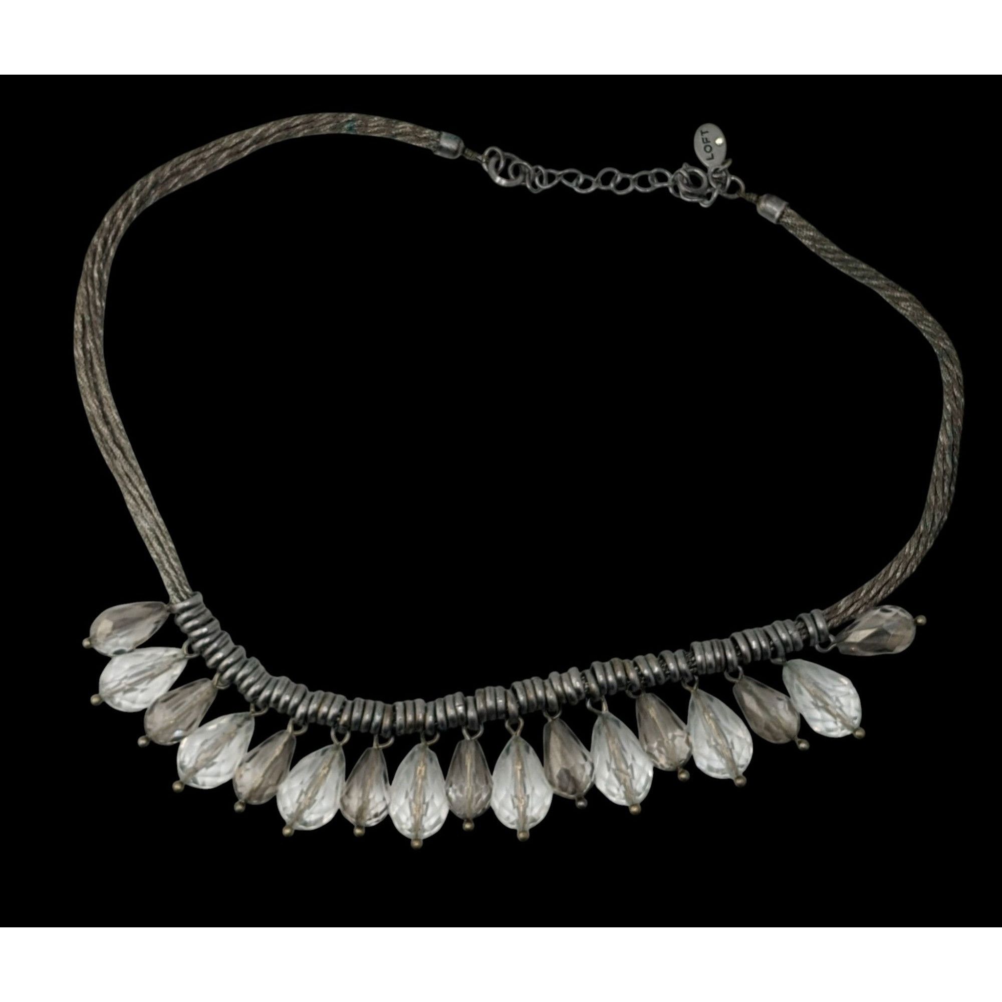 Loft LOFT Preppy Silver-Tone Statement Necklace With Faceted Tear Size ONE SIZE - 2 Thumbnail