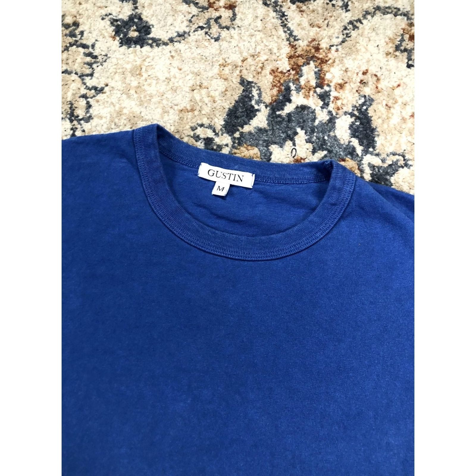 Gustin Gustin Shirt Mens M Blue Short Sleeve Solid Tee Crewneck Casual Regular Fit Jersey Knit Summer Mens Size US M / EU 48-50 / 2 - 6 Thumbnail