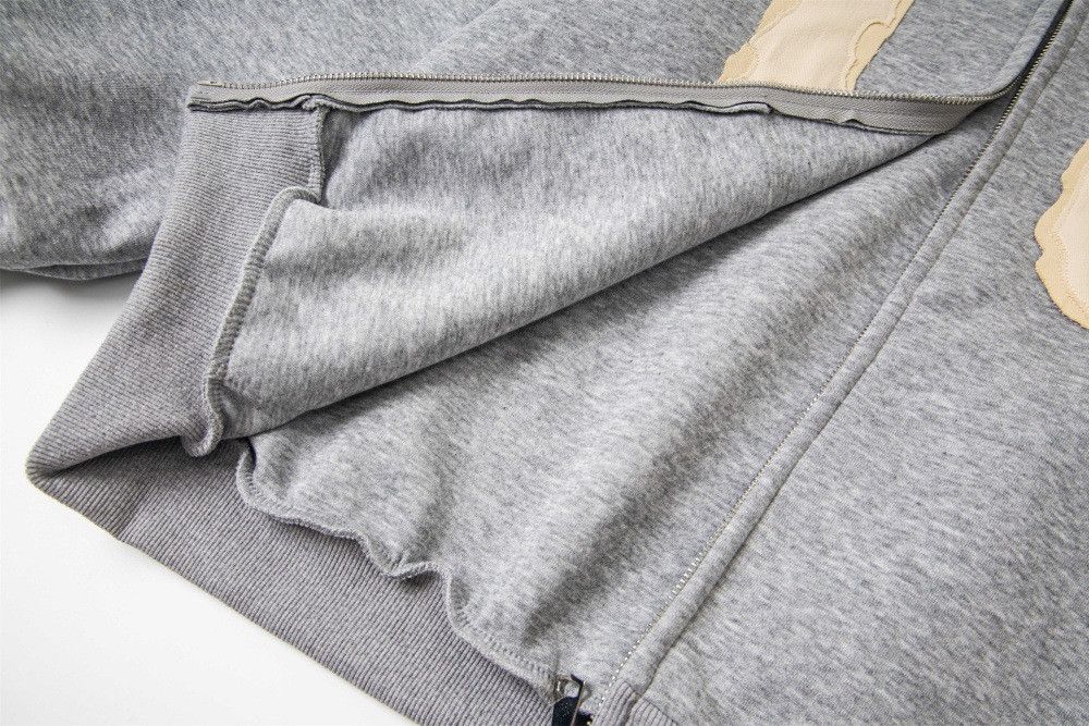 Vintage Trendy men's loose casual patchwork zipper hoodie Size US M / EU 48-50 / 2 - 5 Thumbnail