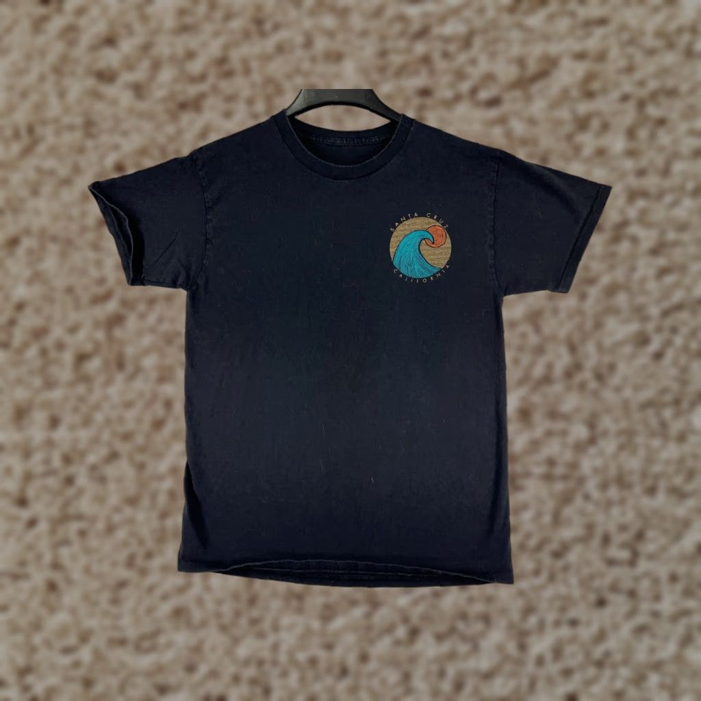 Vintage Santa Cruz Shirt Men Adult Medium Black Logo Wave Short Sleeve Crew Neck T-Shirt Size US M / EU 48-50 / 2 - 1 Thumbnail