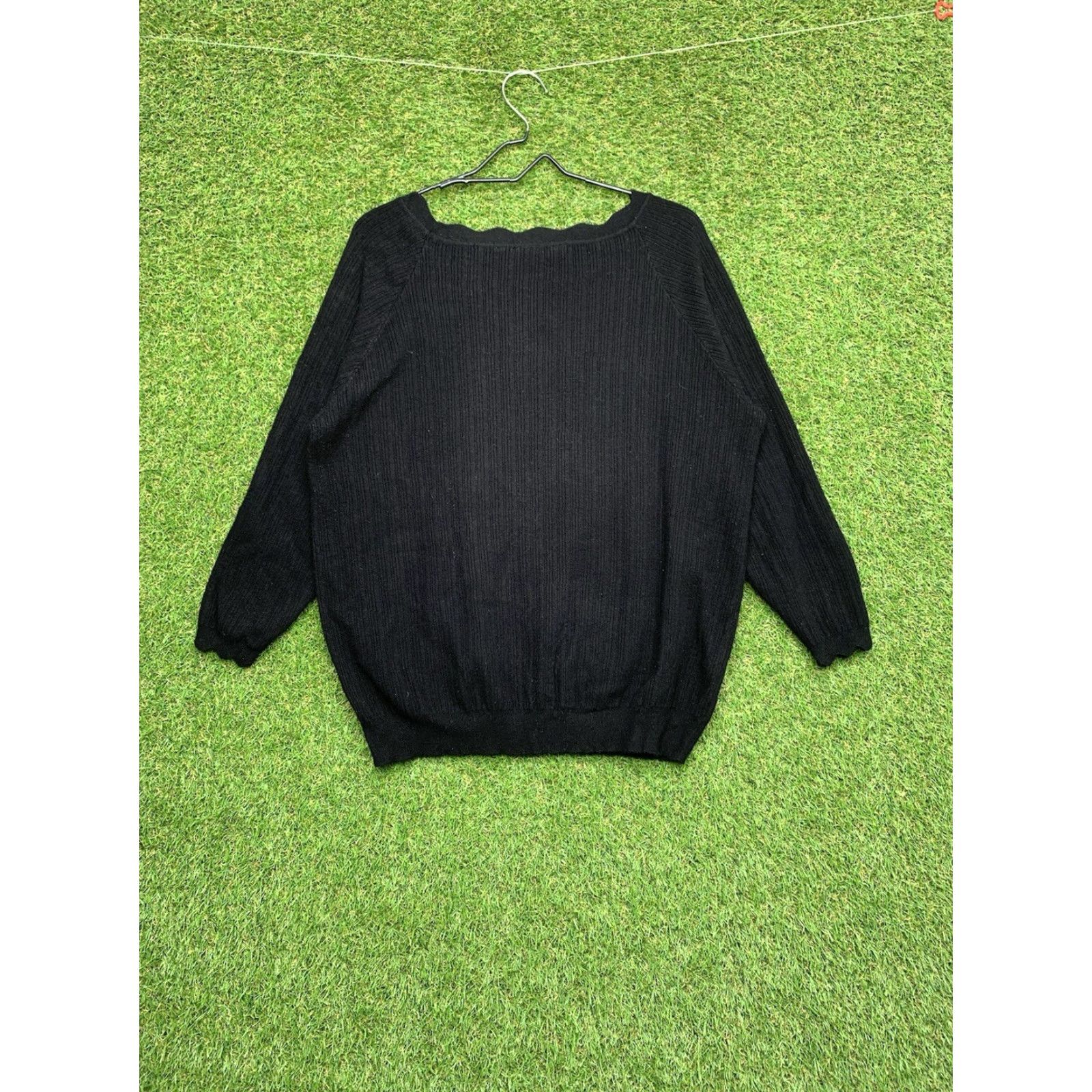 Soft Surroundings Soft Surroundings Womens Sweater XL Black Pullover Oversized Ribbed Brocante Y2K Size XL / US 12-14 / IT 48-50 - 2 Thumbnail