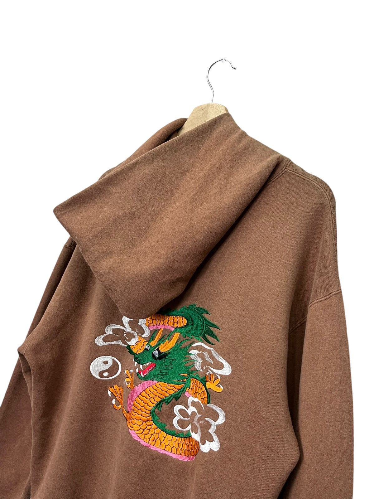 Russell Athletic 🐉RUSSELL Sun Faded Brown YINGYANG DRAGON Embroidered Hoodie Size US L / EU 52-54 / 3 - 9 Thumbnail
