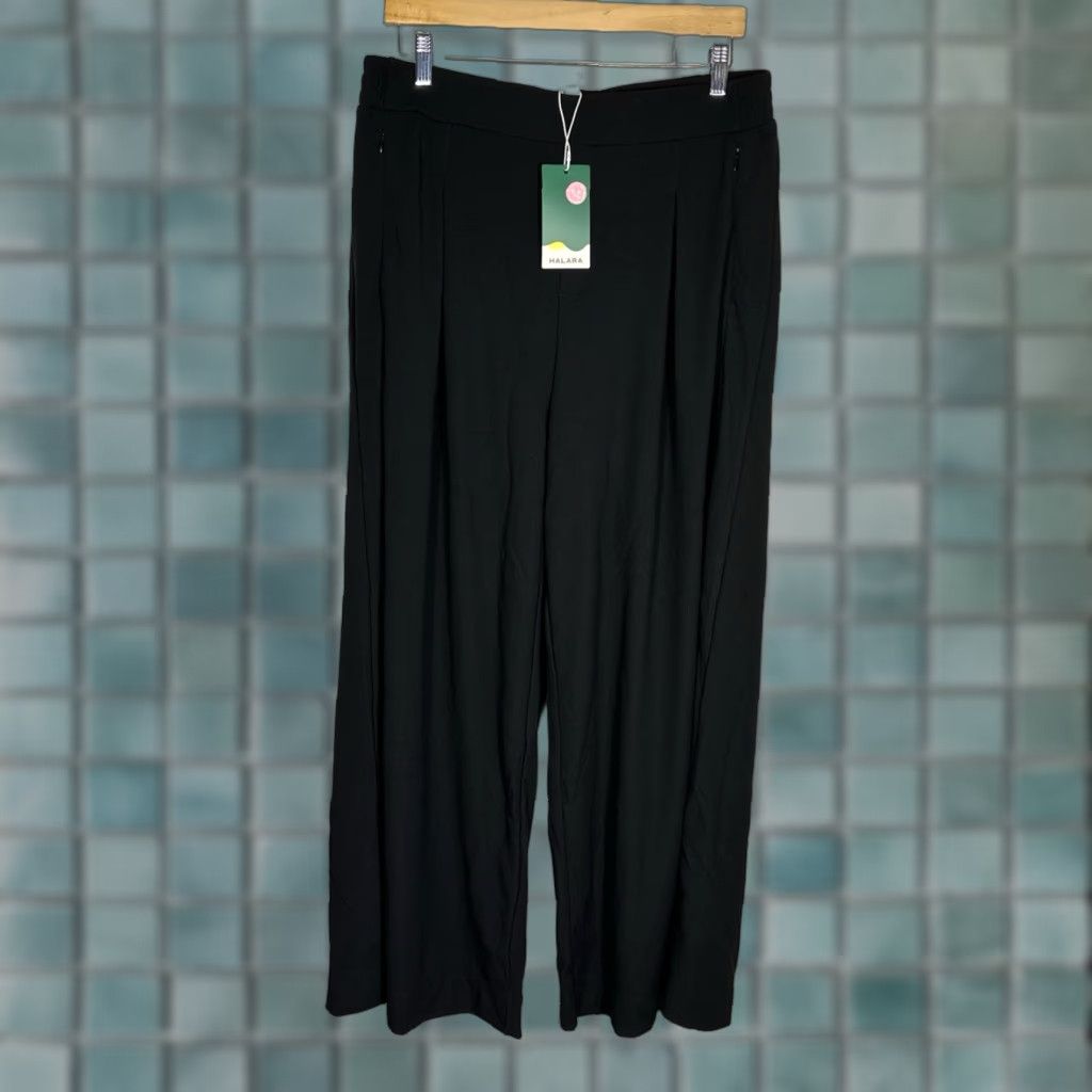 Halara Pants Wide-Leg High Waisted XL Regular Black Women Dress Pants  Pockets Stretch Bohemian Preppy