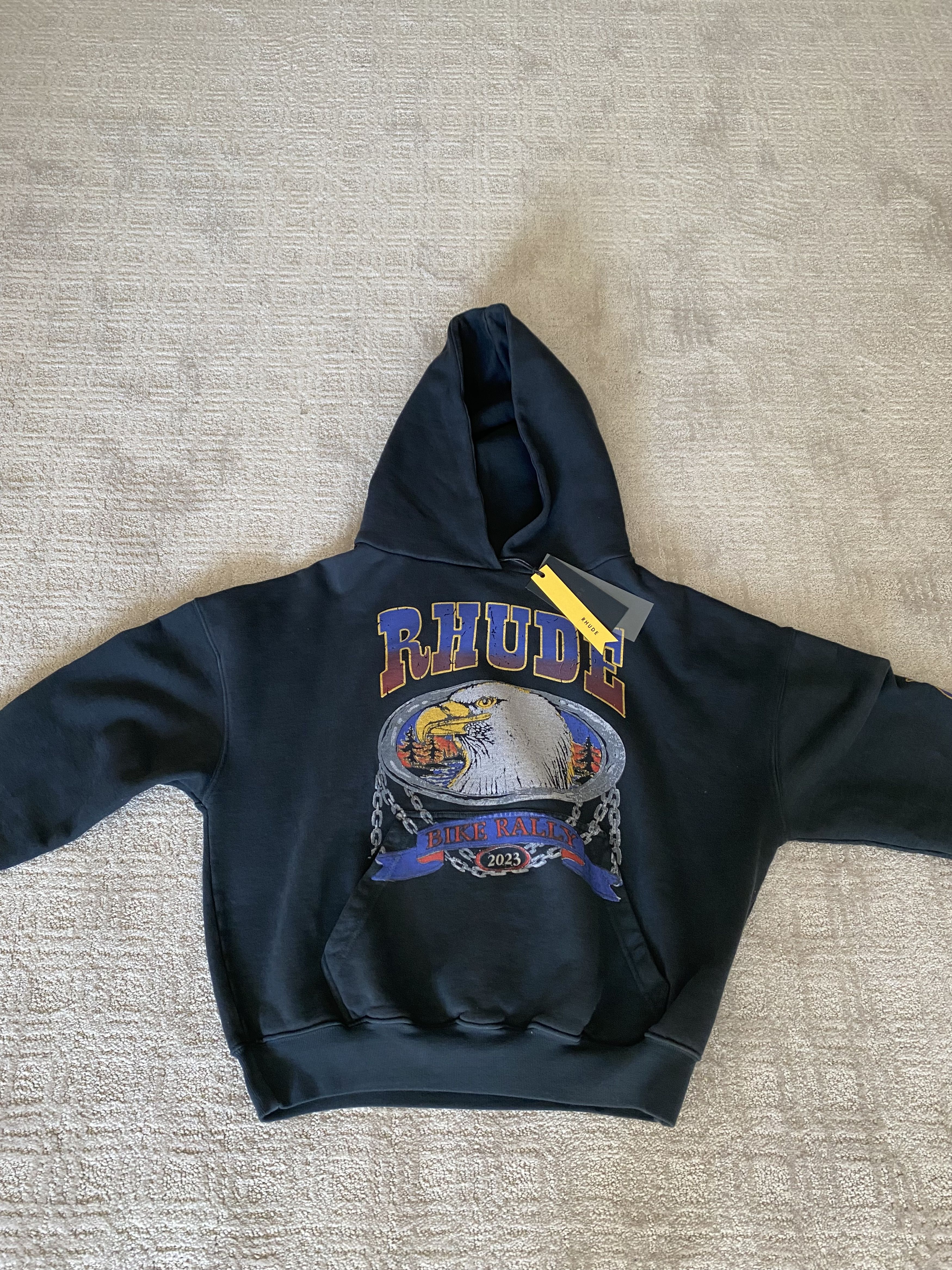 Pre-owned Rhude Screaming Eagle Hoodie In Black