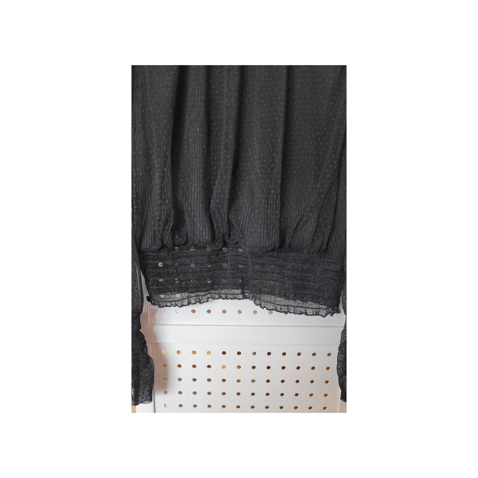 Other Shinestar Womens Crop Top Small Black Mesh Sheer Puff Sleeve Size S / US 4 / IT 40 - 5 Thumbnail