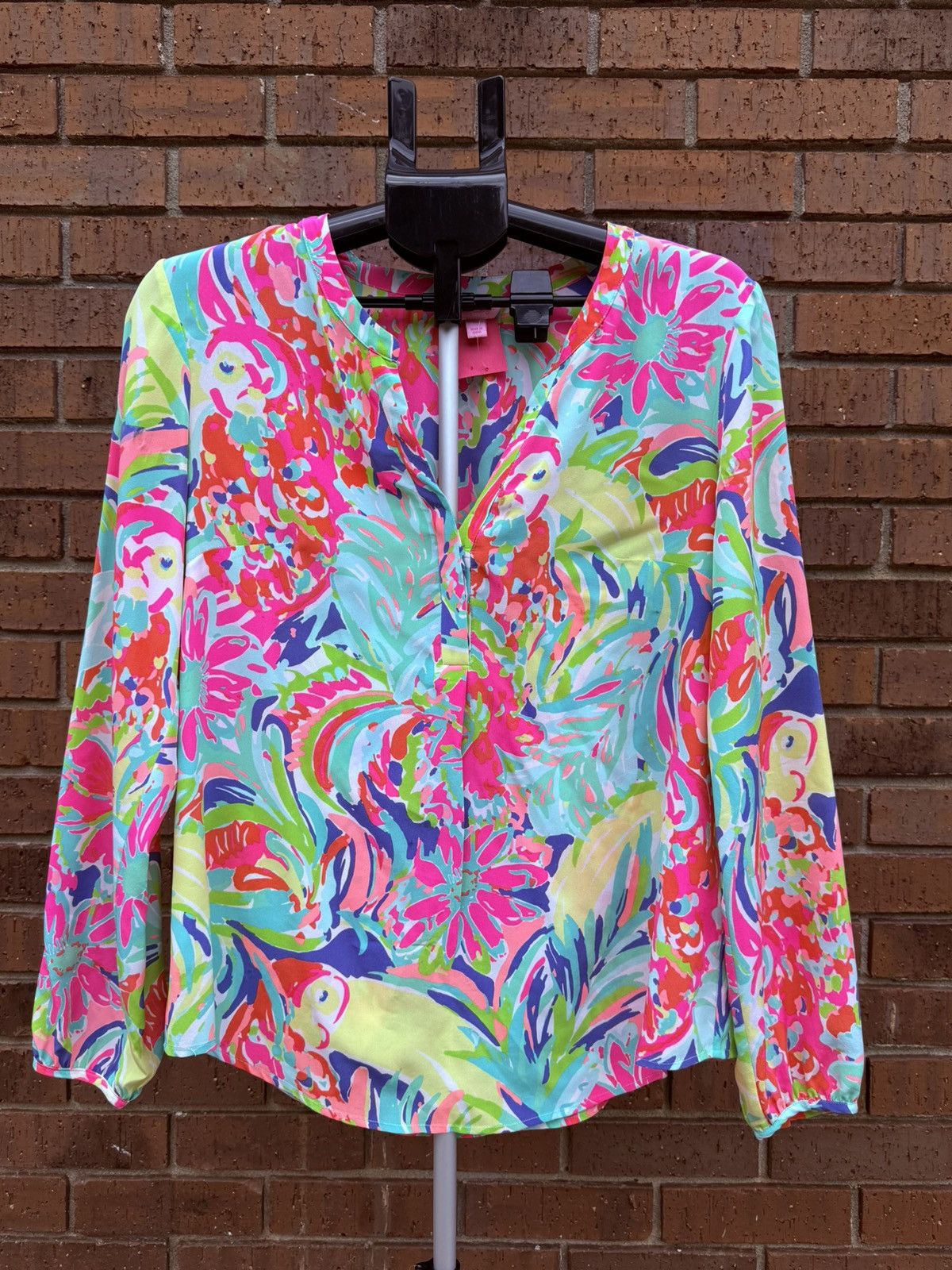 Lilly Pulitzer Lilly Pulitzer Stacey Silk Top Casa Banana Colorful Blouse Size M / US 6-8 / IT 42-44 - 1 Thumbnail
