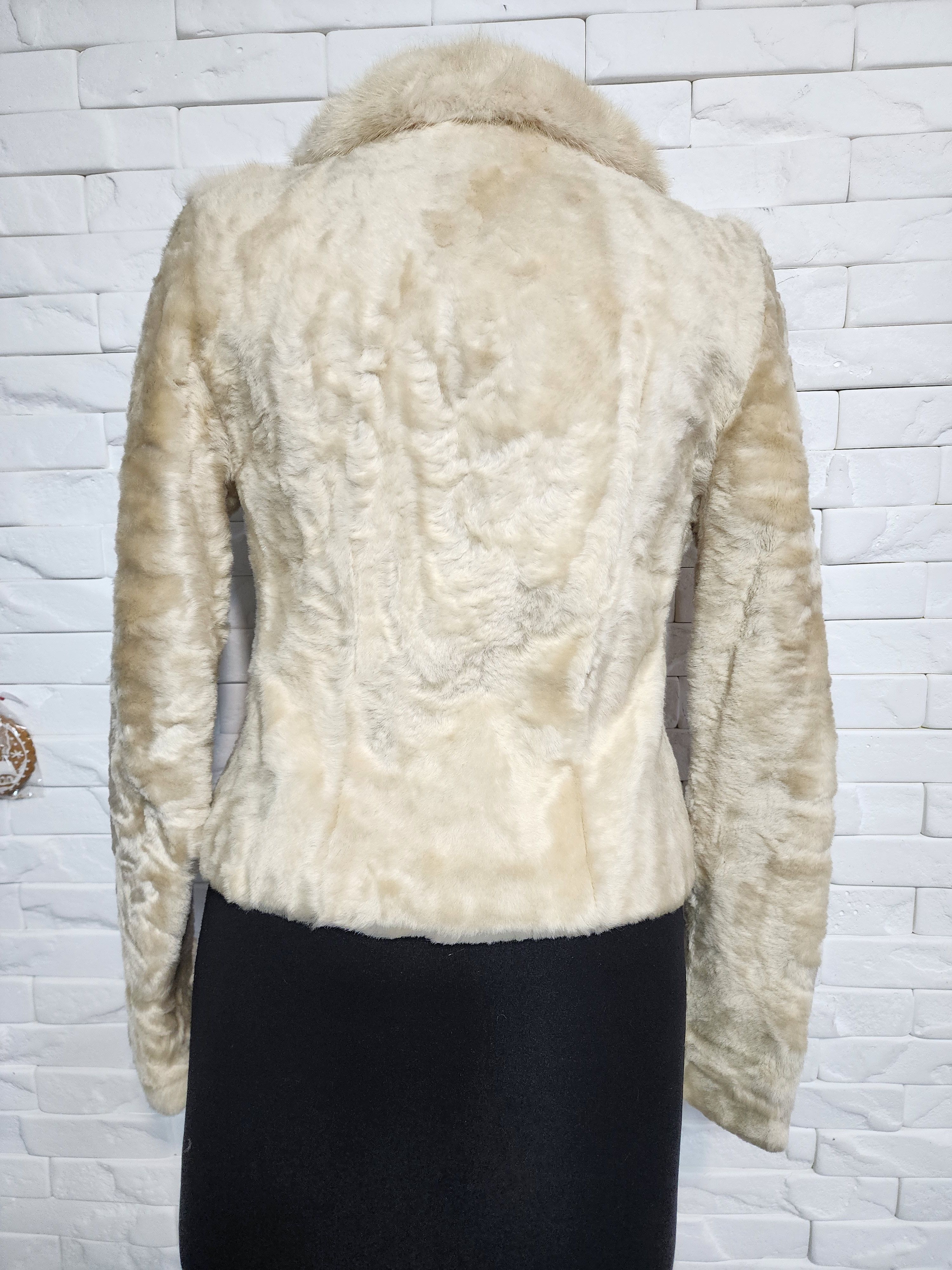 Furla Beige Fur Coat: Genuine Fur Winter Jacket. Swakara. Size S / US 4 / IT 40 - 4 Thumbnail