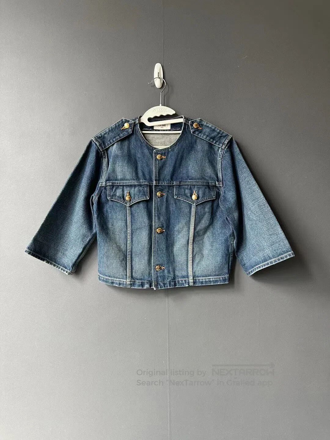 Celine CELINE Gold Button Cropped Denim Jacket| Size M / US 6-8 / IT 42-44 - 1 Thumbnail