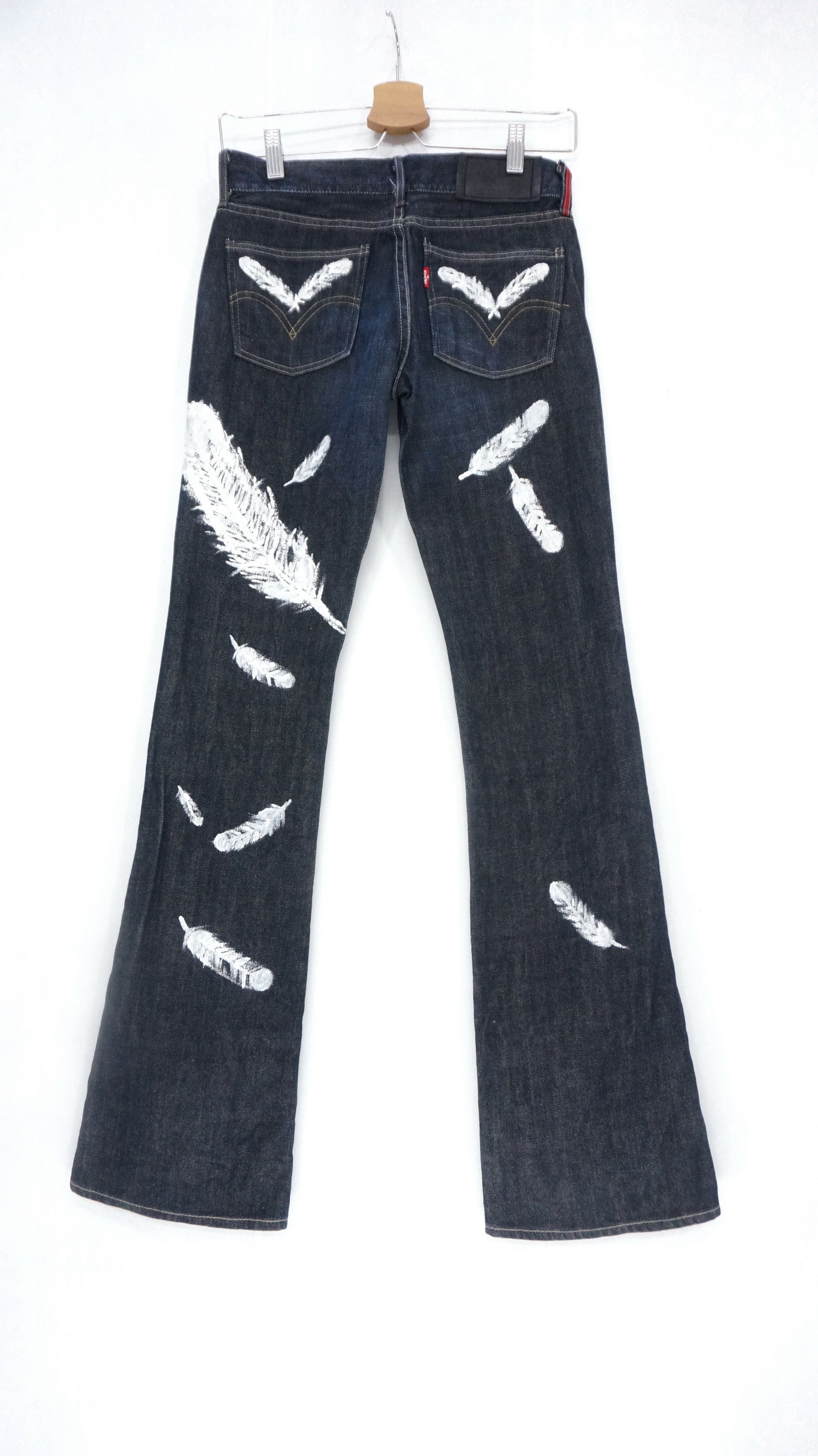 Levi's 💥 Rare Levis Women Red Loop Japan Flare Indigo Jeans Size 27" / US 4 / IT 40 - 2 Thumbnail