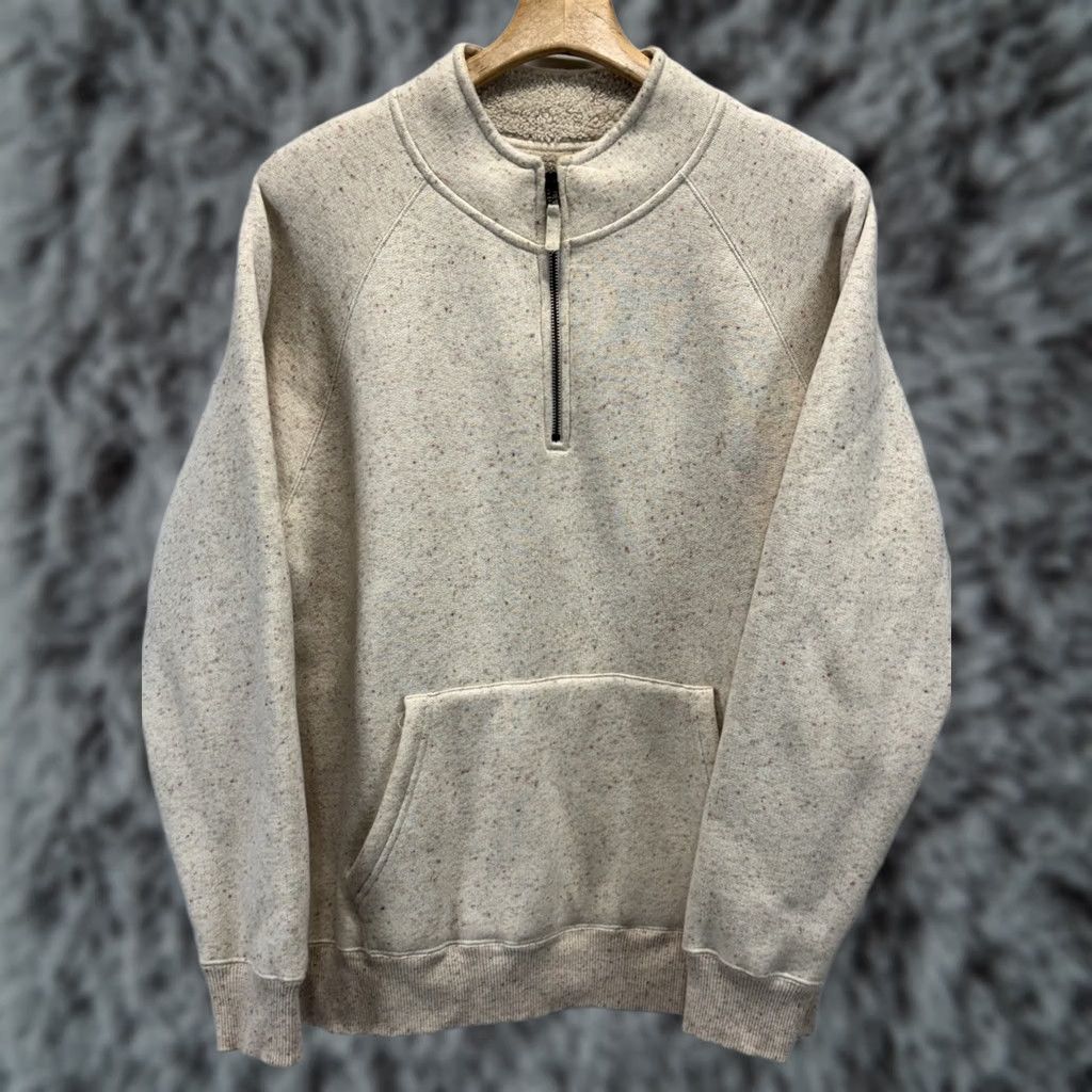Flint And Tinder Flint and Tinder Quarter-Zip Sherpa-Lined Sweatshirt L Beige Speckled Mens Men Regular Zip Mock Neck Knit Cotton Blend Size US L / EU 52-54 / 3 - 1 Thumbnail