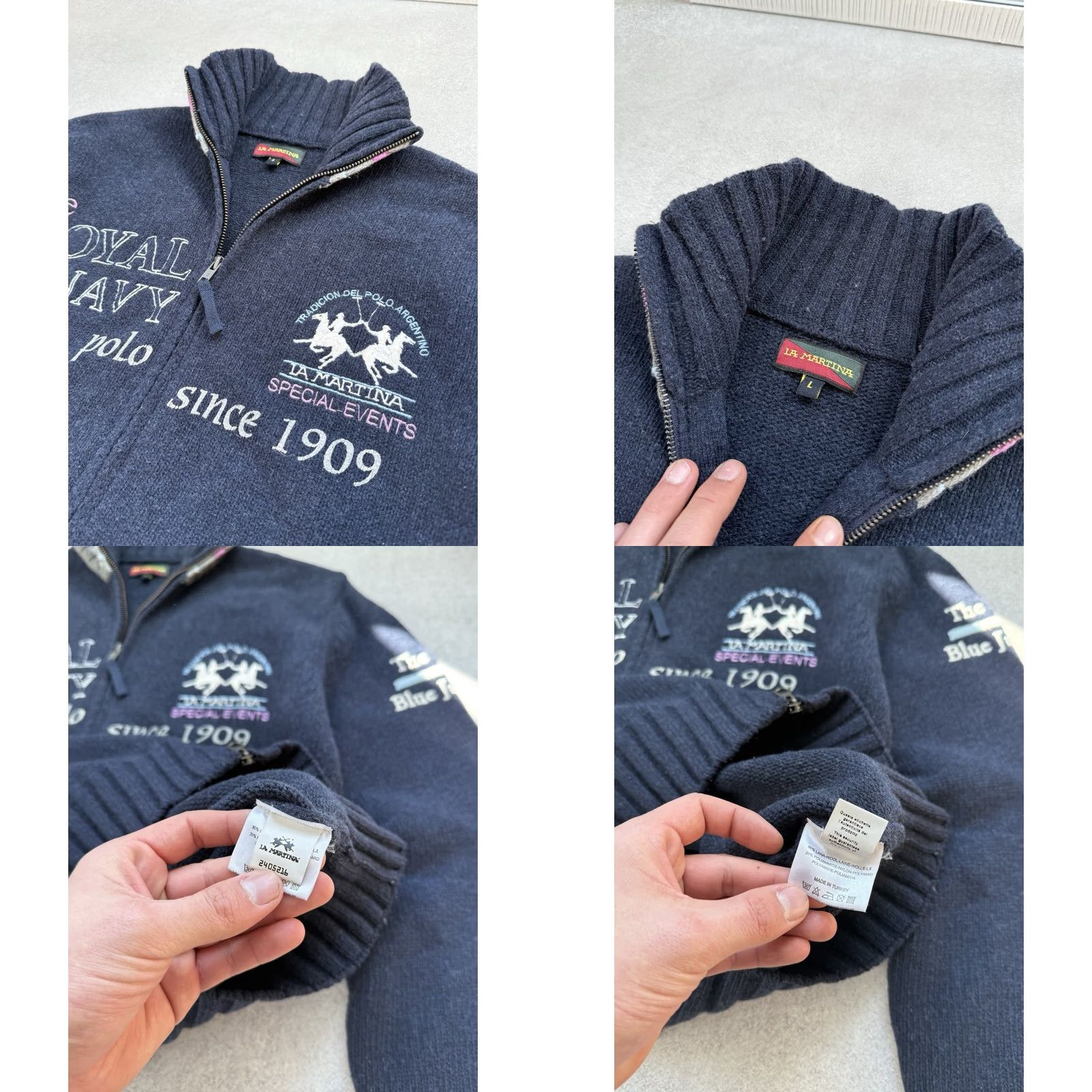 La Martina VINTAGE La Martina Sweater Full Zip Men L Navy Blue Wool Pullover 90s Streetwear Y2K Size US L / EU 52-54 / 3 - 8 Thumbnail