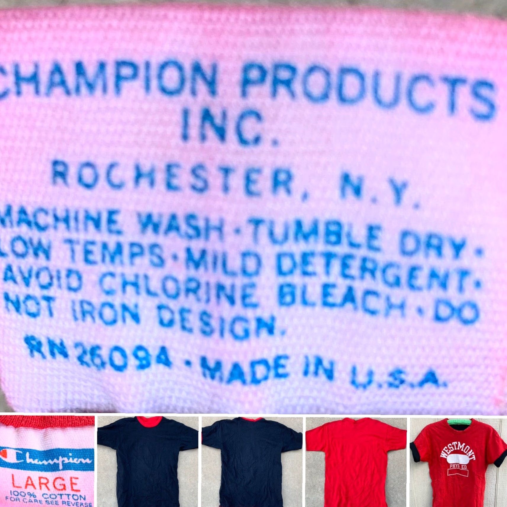 Champion VINTAGE Champion PE shirt Shirt Unisex L Red 70s reversible blue bar 70s L Mens Womens Boys Girls Size US L / EU 52-54 / 3 - 3 Thumbnail