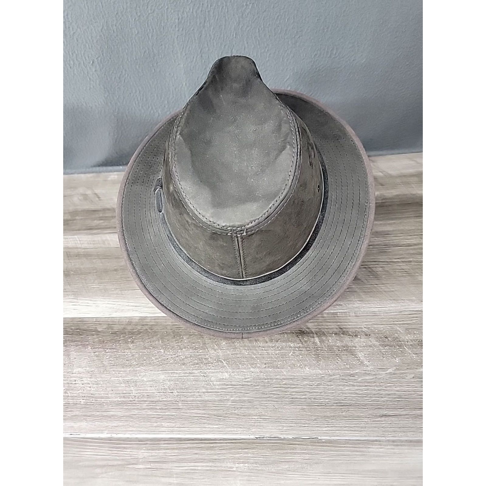Vintage Henschel Hatquarters Leather Western Cowboy Hat Large L Black Men's USA Size ONE SIZE - 5 Thumbnail