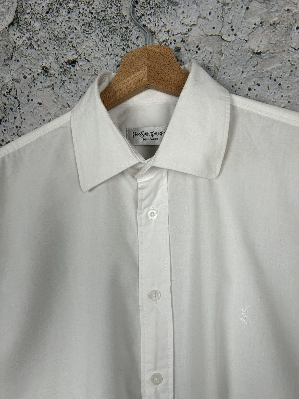 Yves Saint Laurent Vintage Yves Saint Laurent Pour Homme White Designer Shirt Size US L / EU 52-54 / 3 - 3 Thumbnail