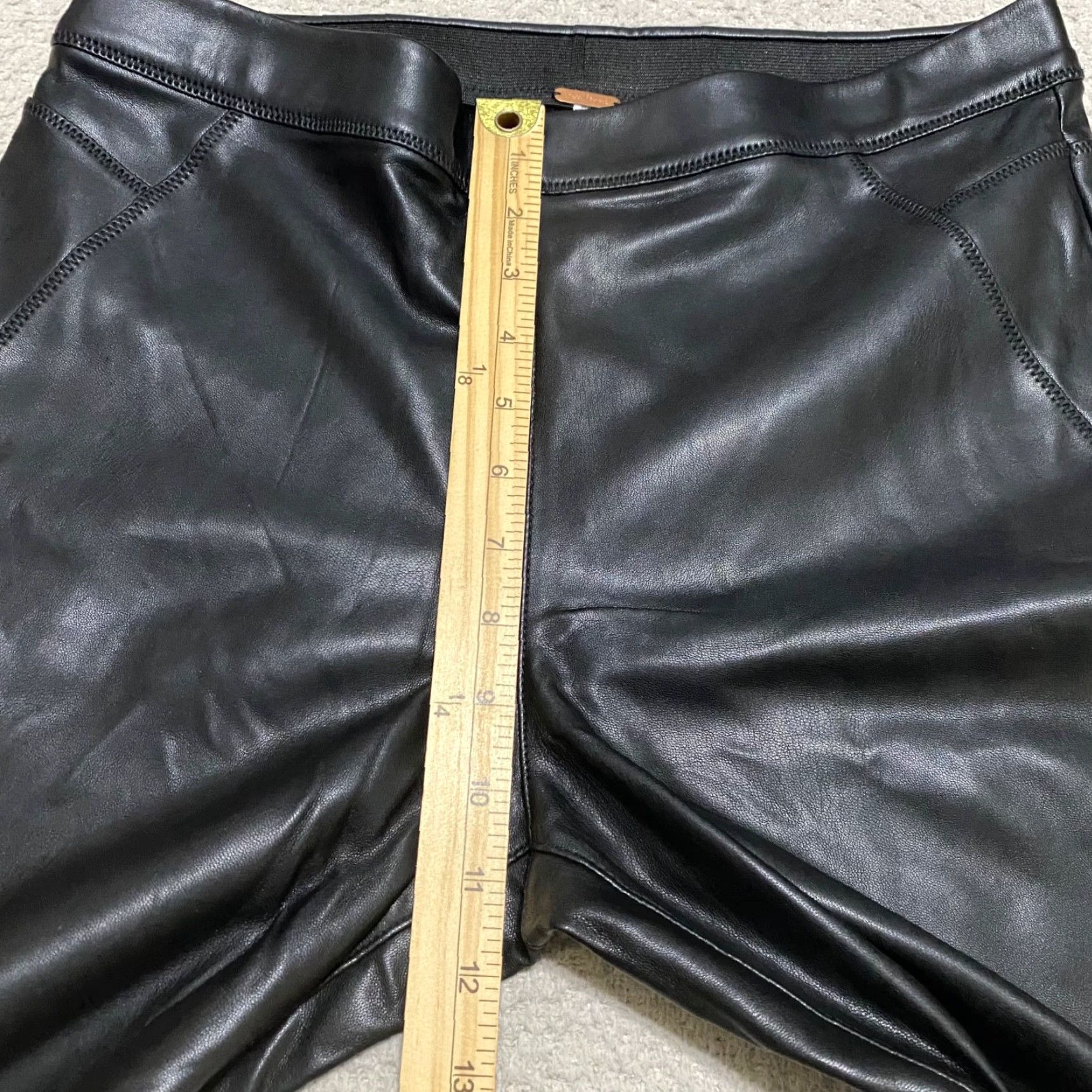 Free People Free People Pants Womens sz 29 Black Faux Leather Skinny Pull On Boho Ankle Size 29" - 6 Thumbnail