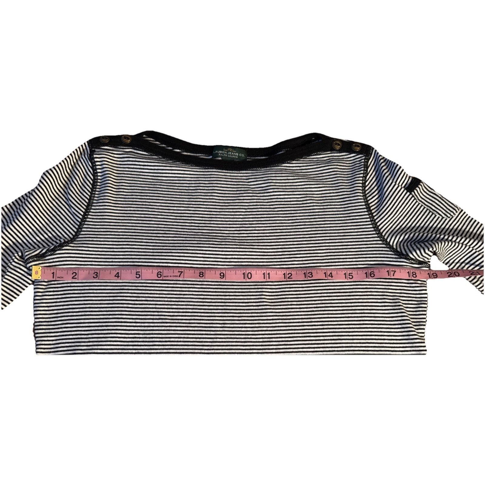 Lauren Ralph Lauren Vintage 90’s Lauren Ralph Lauren Bateau-Neck Tee Black White Size L / US 10 / IT 46 - 8 Thumbnail