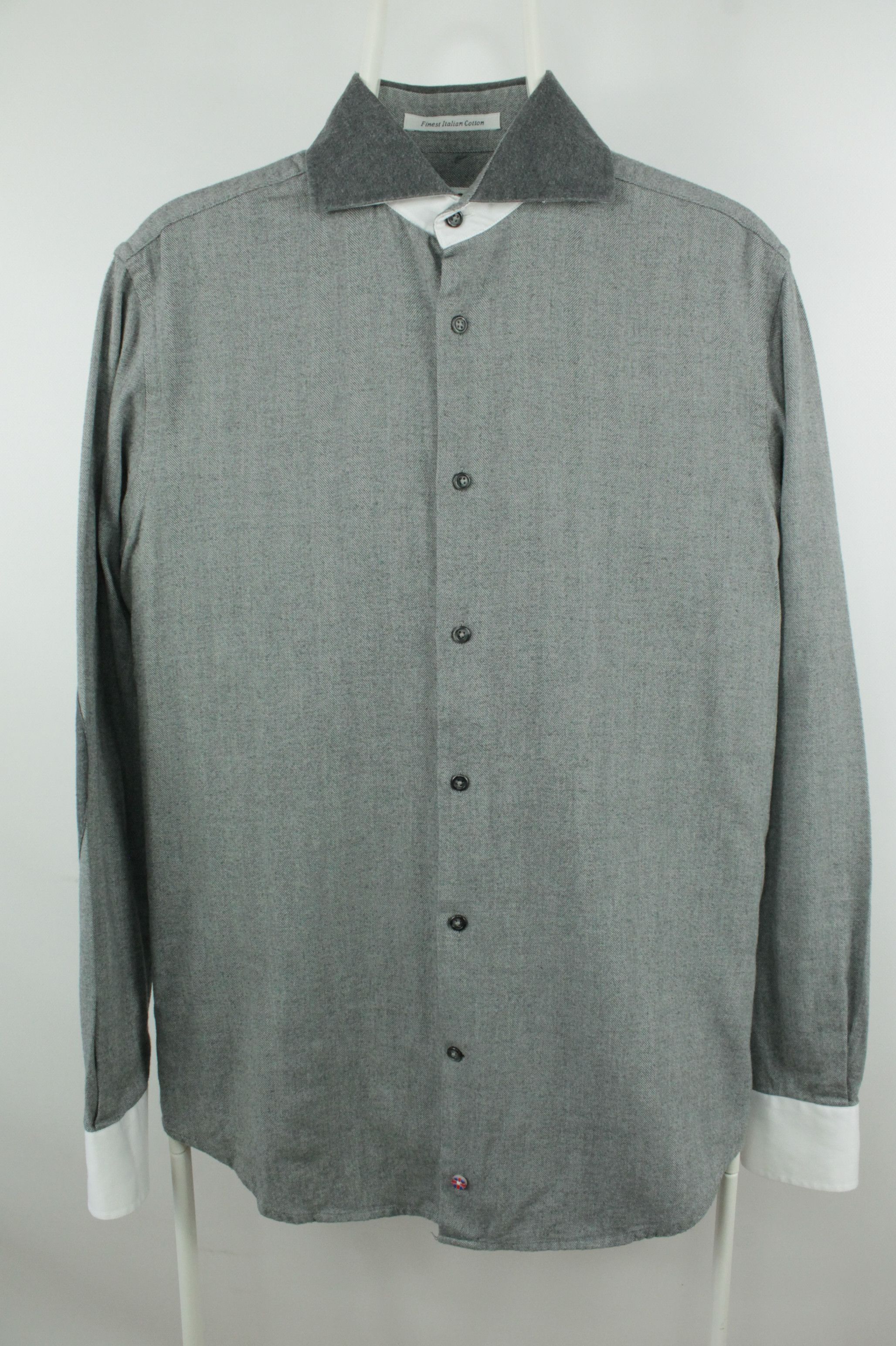 Designer × Hackett Hackett Micro Herringbone Flannel Slim Fit Dress Shirt Men's Size US M / EU 48-50 / 2 - 1 Thumbnail