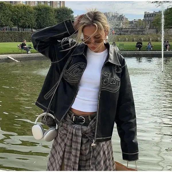 VIBE Women Vintage Patchwork Leather Jacket Size S / US 4 / IT 40 - 2 Thumbnail