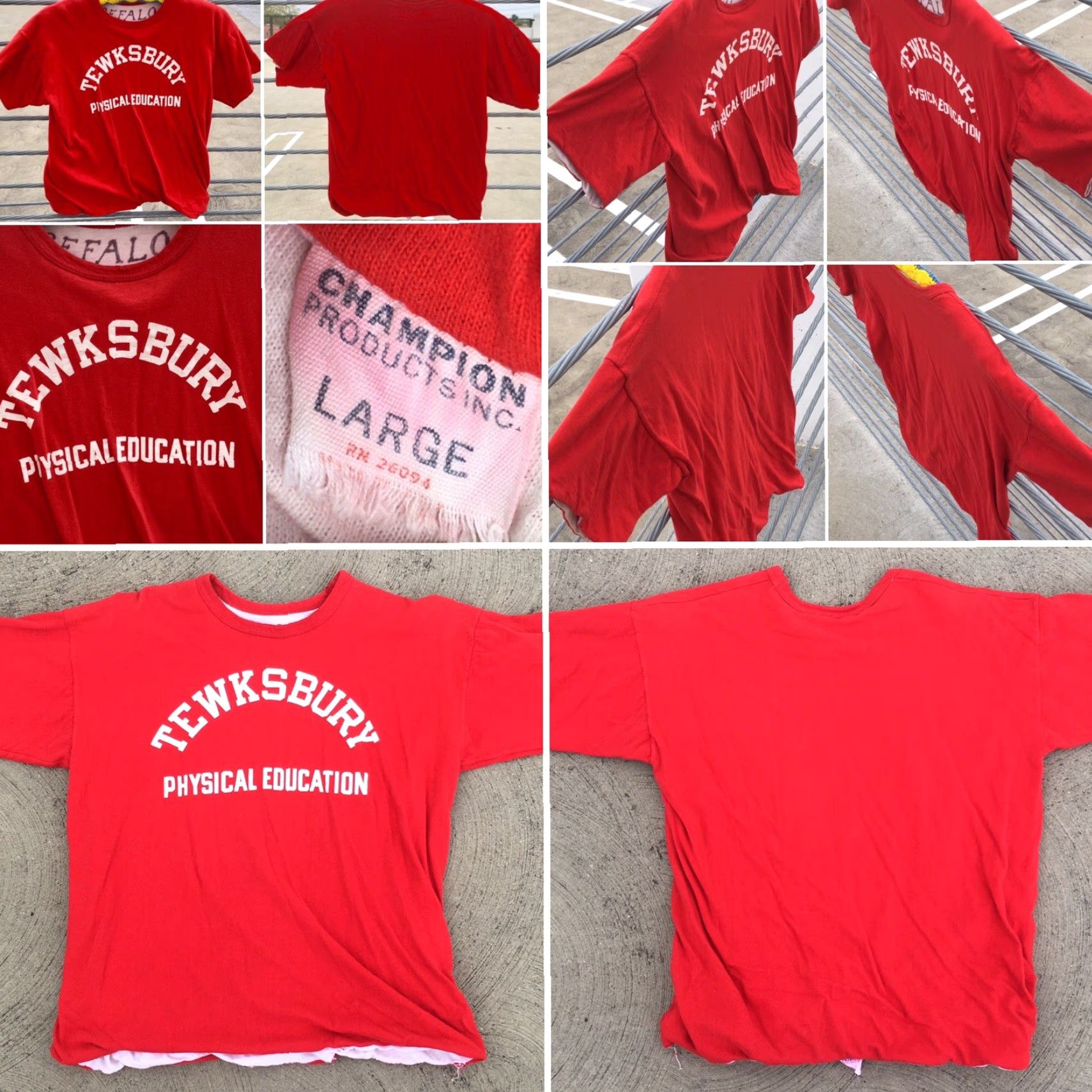 Champion VINTAGE Champion Tewksbury Physical Education T Shirt 1960s Red L Mens Short Sleeve Graphic Tee Reversible Size US L / EU 52-54 / 3 - 3 Thumbnail